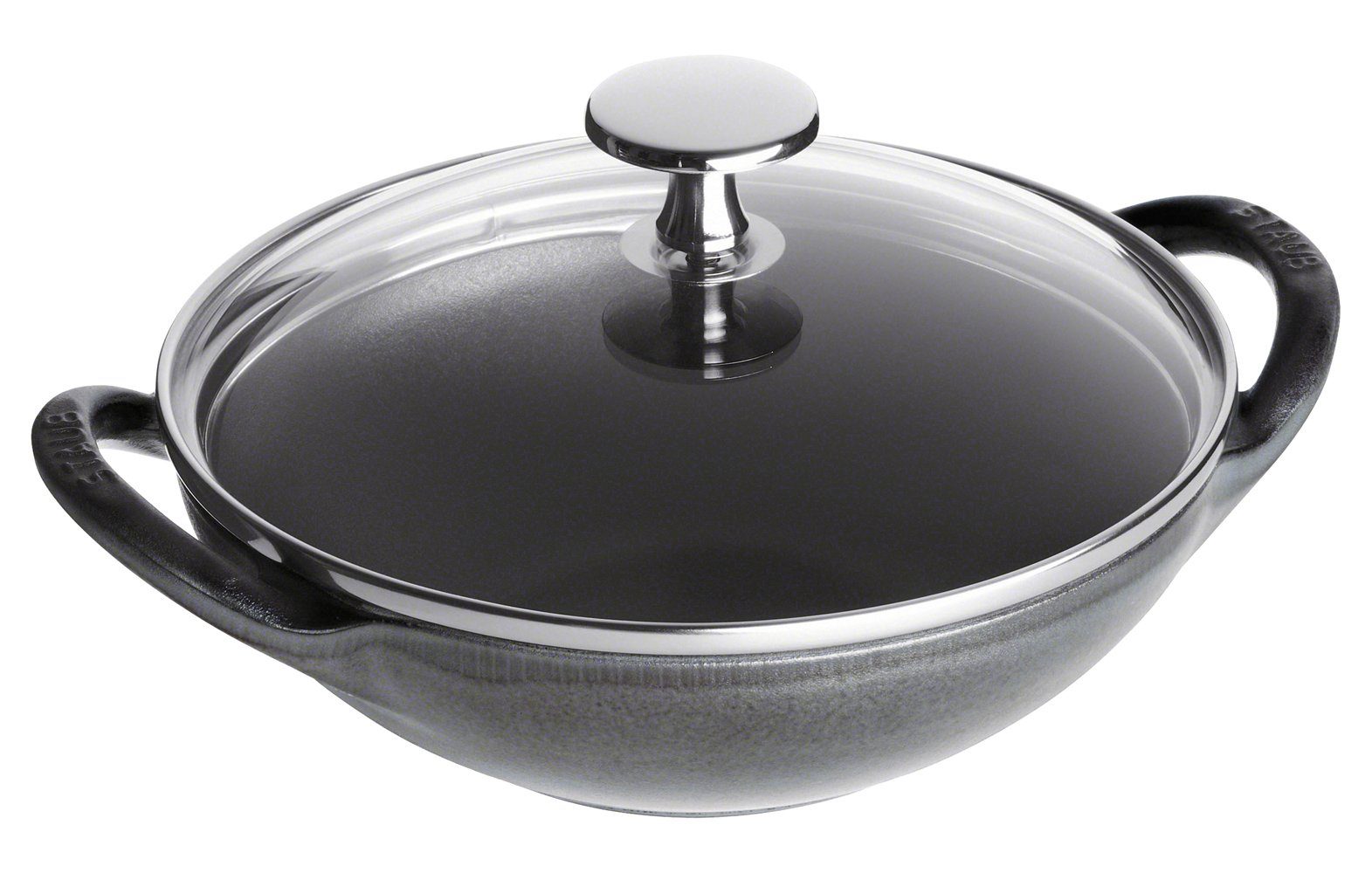 Staub Wok Staub Wok mit Glassdeckel, 30 cm rund Gusseisen Graphit-Grau
