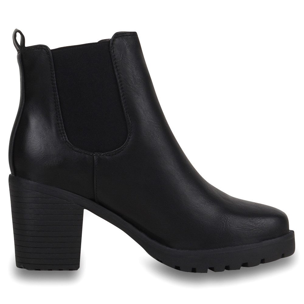 VAN HILL 77276 Chelseaboots Damen Stiefeletten Chelsea Boots Profilsohle Blockabsatz