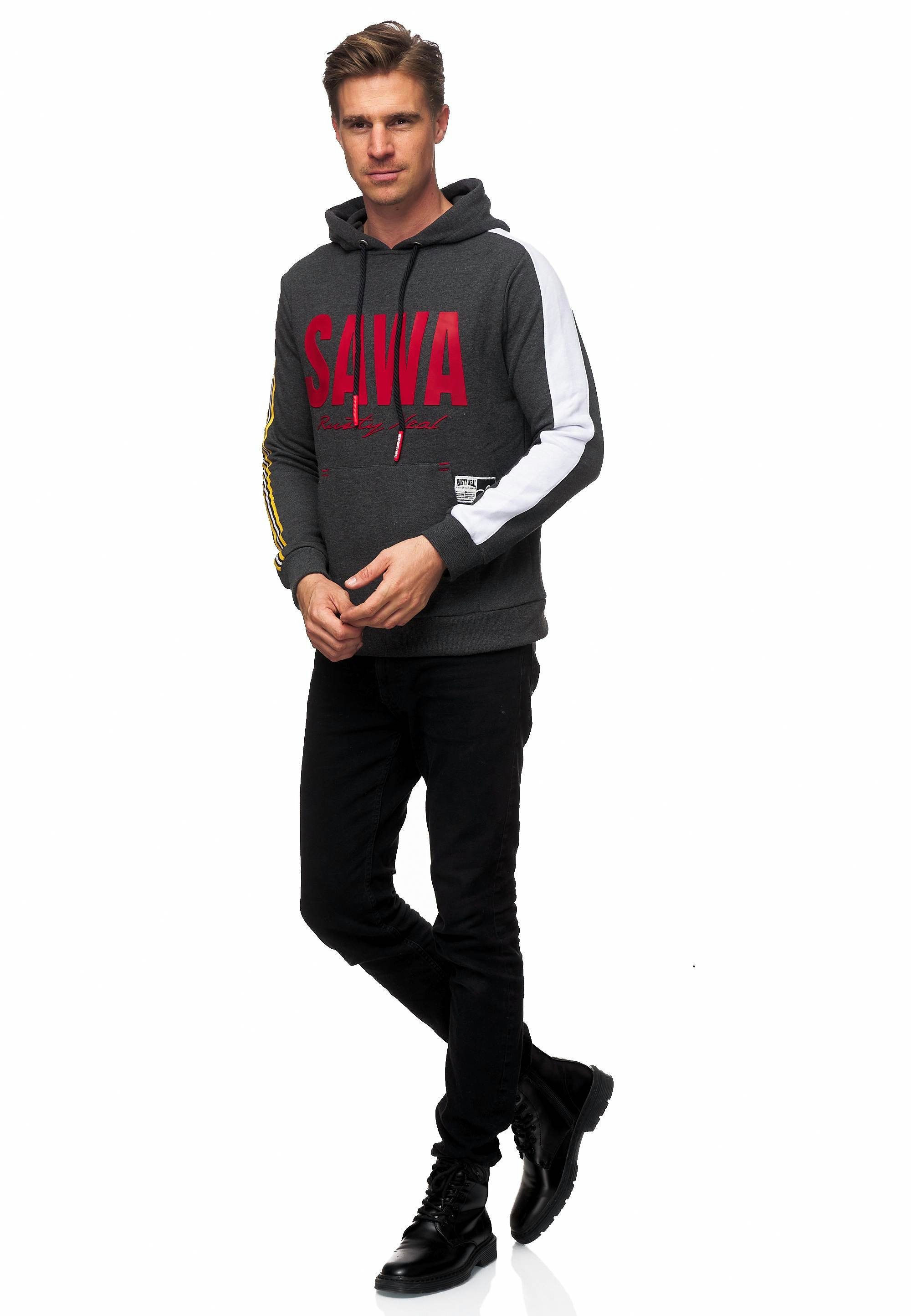 Rusty Neal Kapuzensweatshirt in sportlichem Design anthrazit