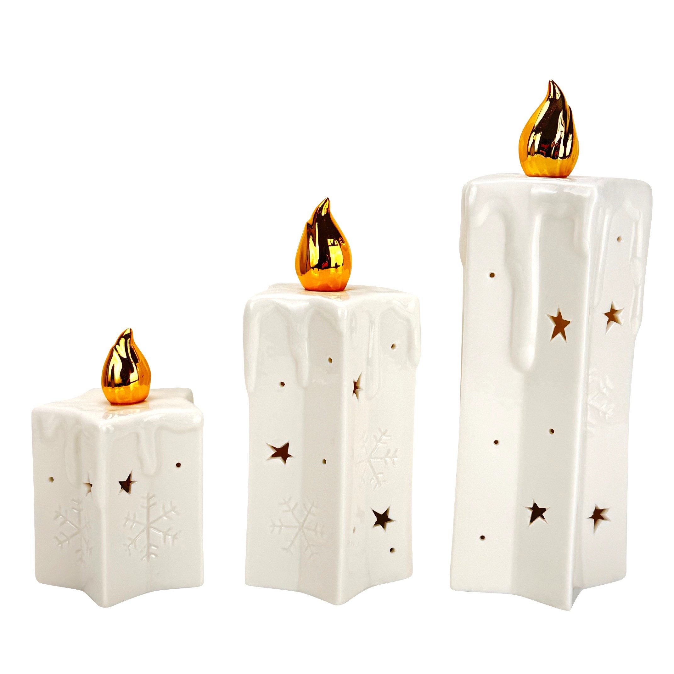 Online-Fuchs LED-Kerze - 3 LED-Kerzen aus Keramik mit Timer - Weihnachtsdek günstig online kaufen