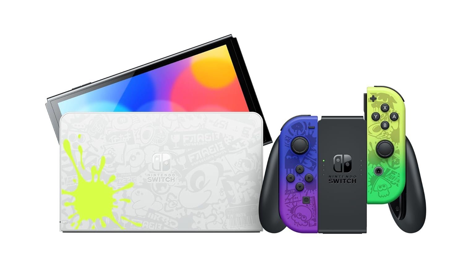 Nintendo Switch Konsole OLED Splatoon 3 Edition, 64GB. WiFi WLAN, Bluetooth, OLED-Modell Limited Edition