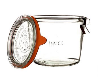 WECK Einmachglas Original Sturzglas 370ml 6er-Set mit Deckel RR100 Ringen Klammern, Glas, (6-tlg)