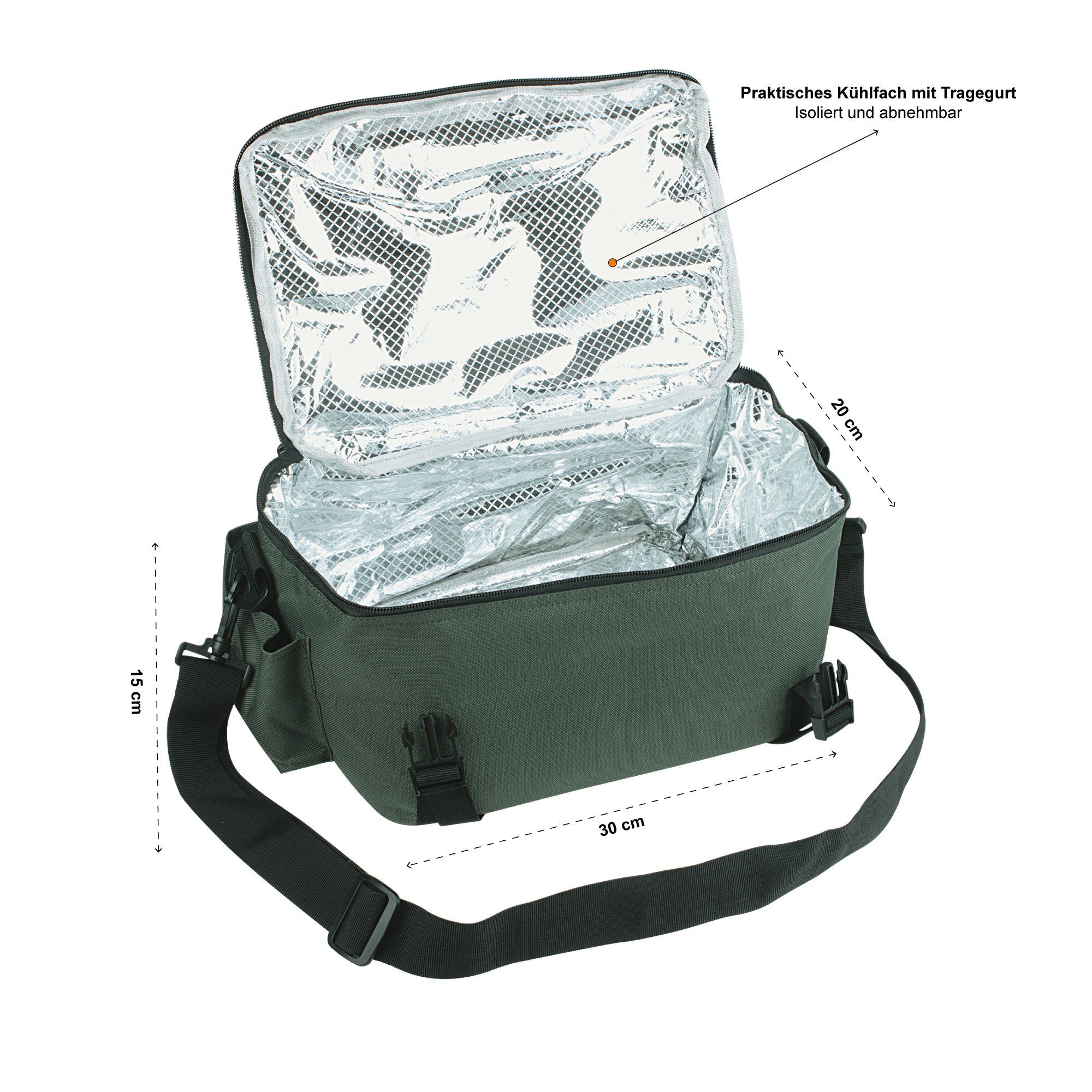Zite Angelrucksack Multifunktionaler Kühlfach mit Rucksack abnehmbarem ISO