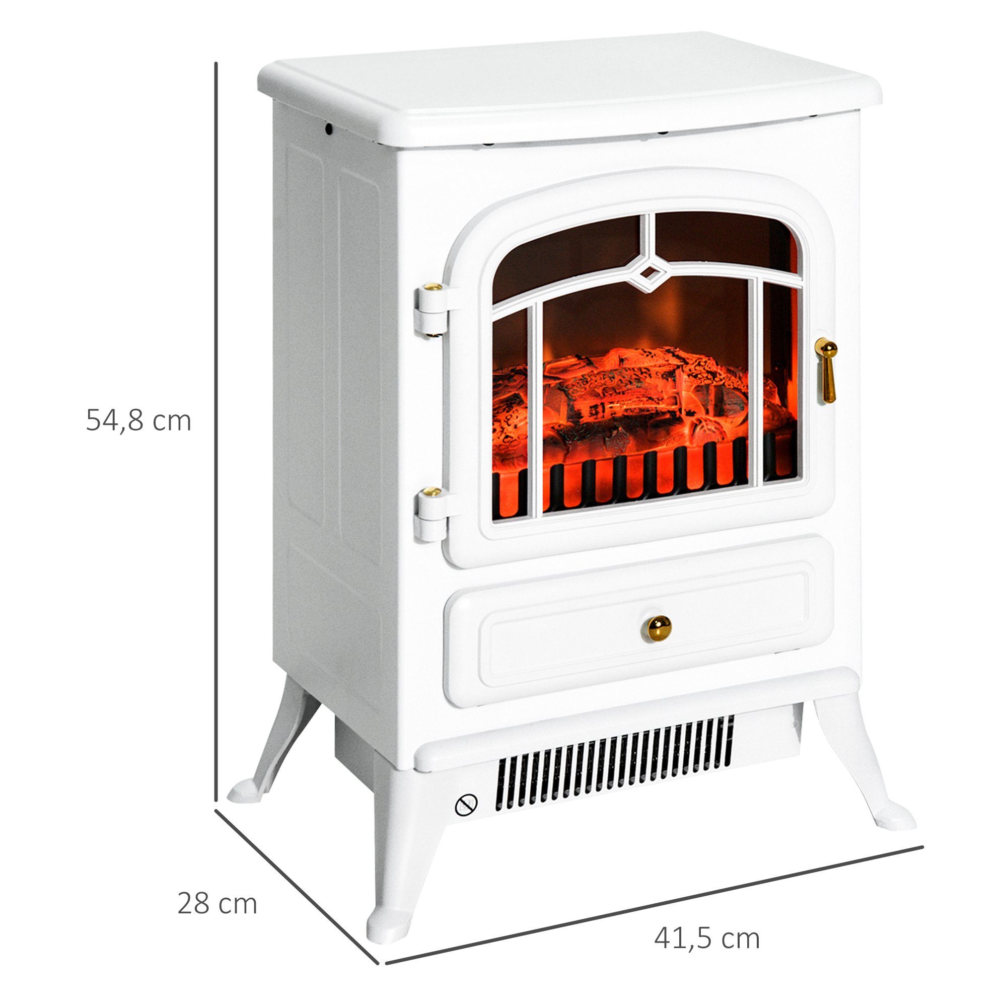 HOMCOM Elektrokamin elektrischer Kamin mit LED Flammeneffekt, 950/1850W Dekokamin