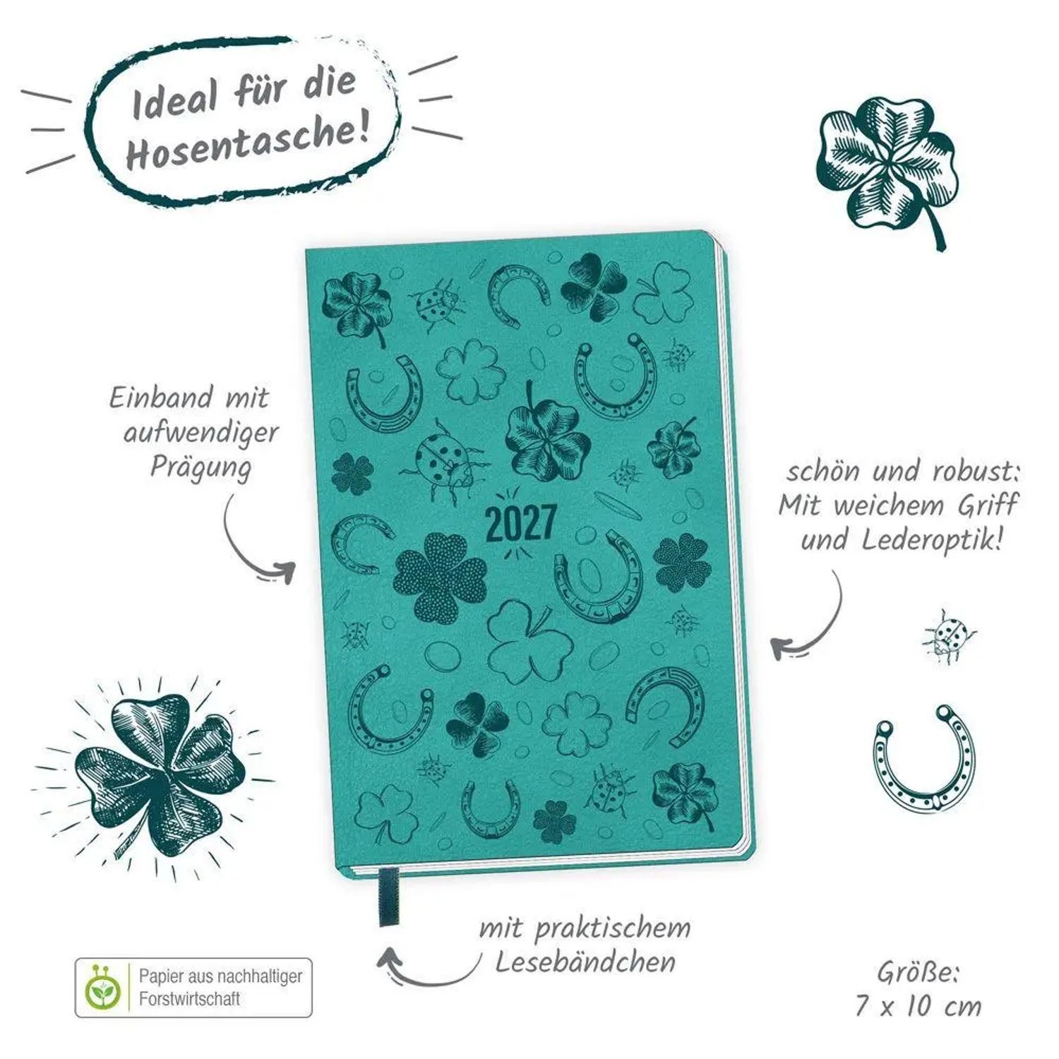 Trötsch Verlag Taschenkalender TRÖTSCH - Taschenkalender A7 Soft Touch Glück 2027