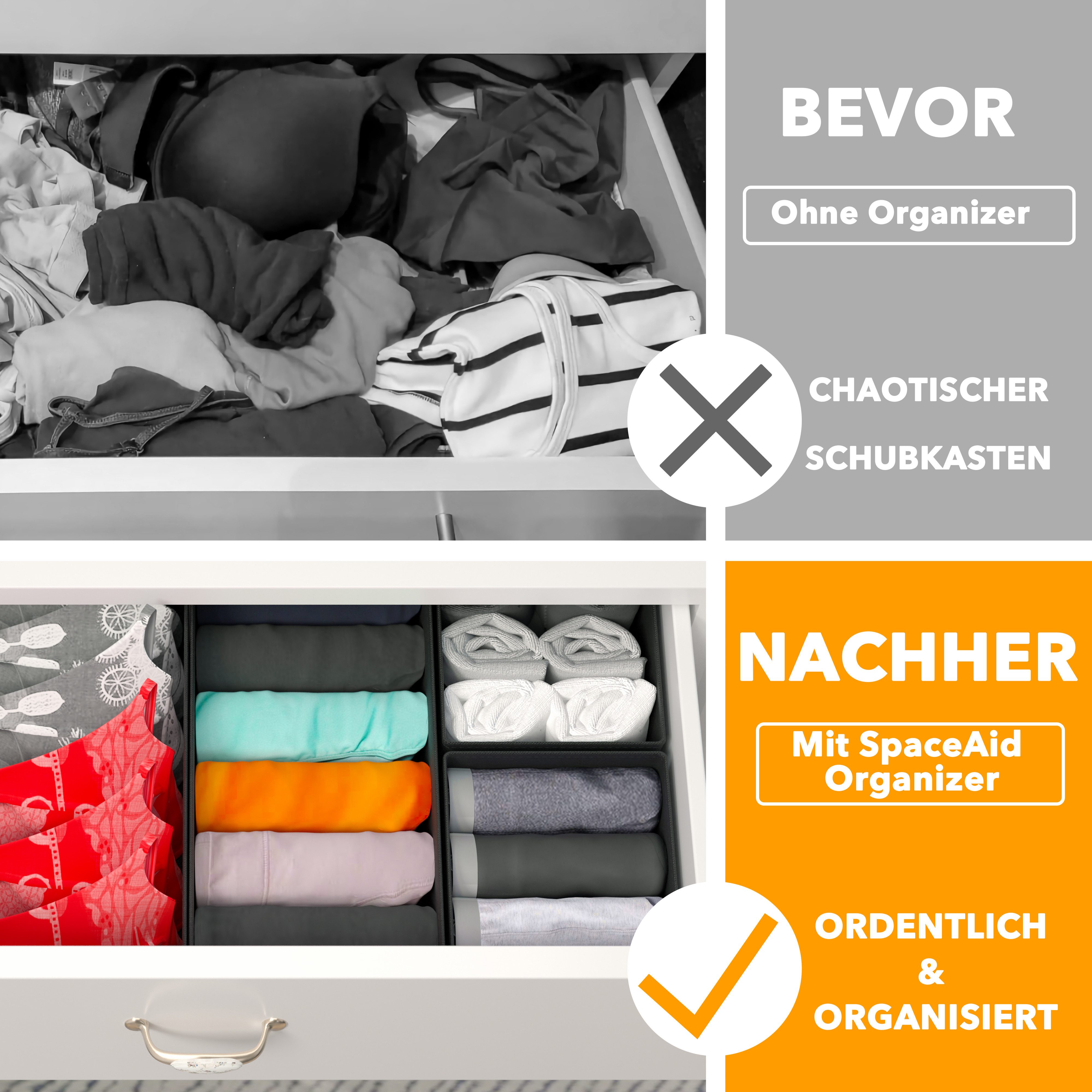 SpaceAid Auflagenbox 12 er Schubladen Organizer (Unterwäsche Organizer), Faltbare Aufbewahrungsbox Stoff – Bild 2 von 5
