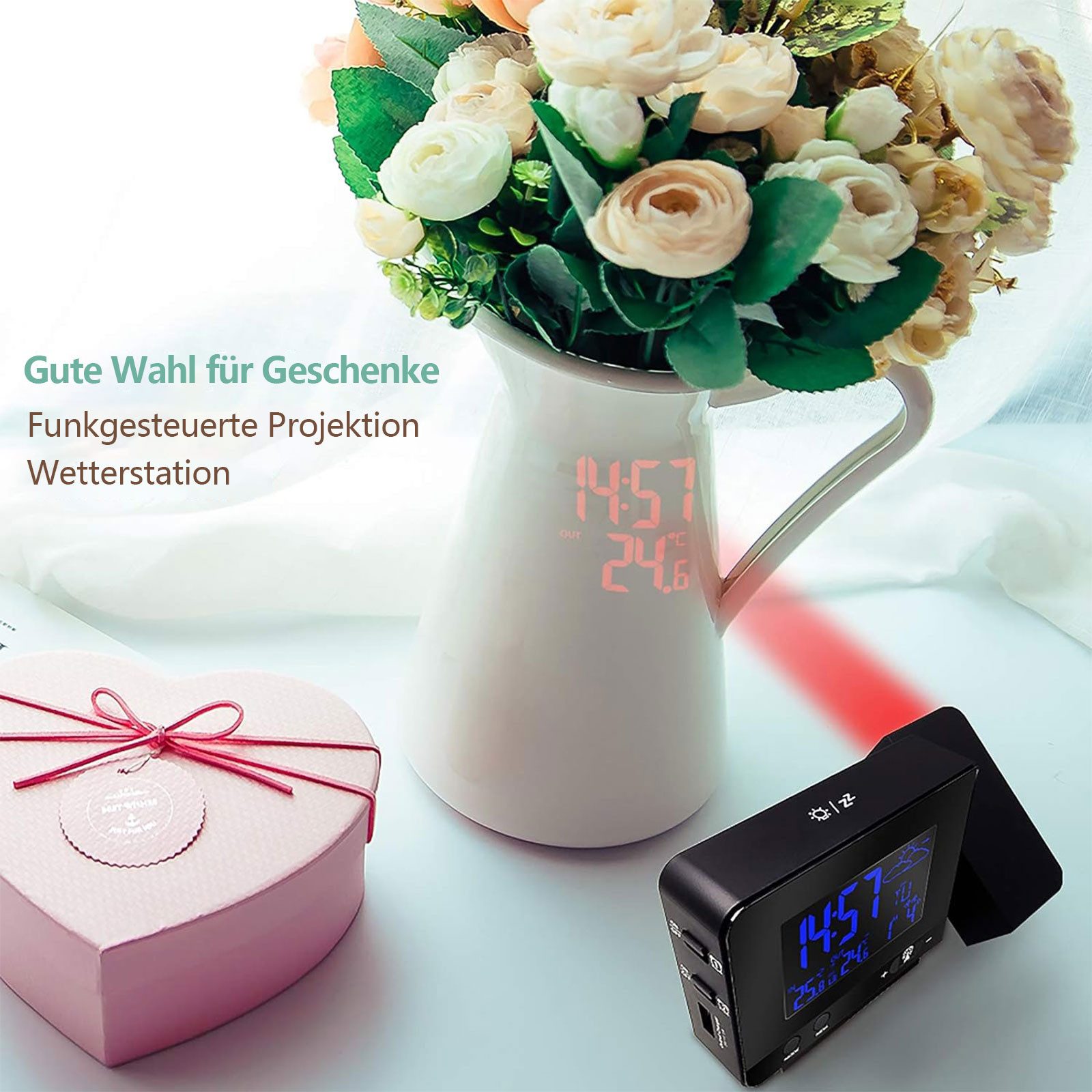 MODFU Projektionswecker Digital Wecker Uhr Digitalwecker Projektion LED Ala günstig online kaufen