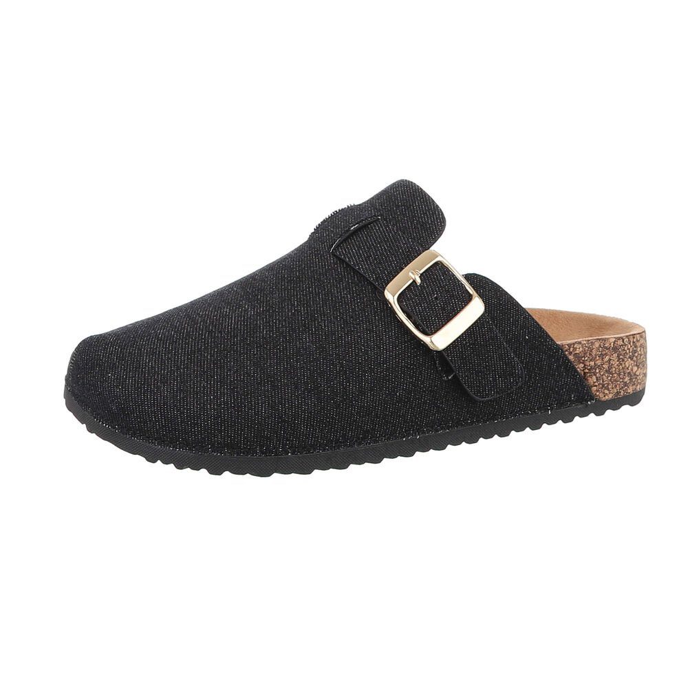 Ital-Design Damen Mules 92 Schwarz Pantolette Freizeit