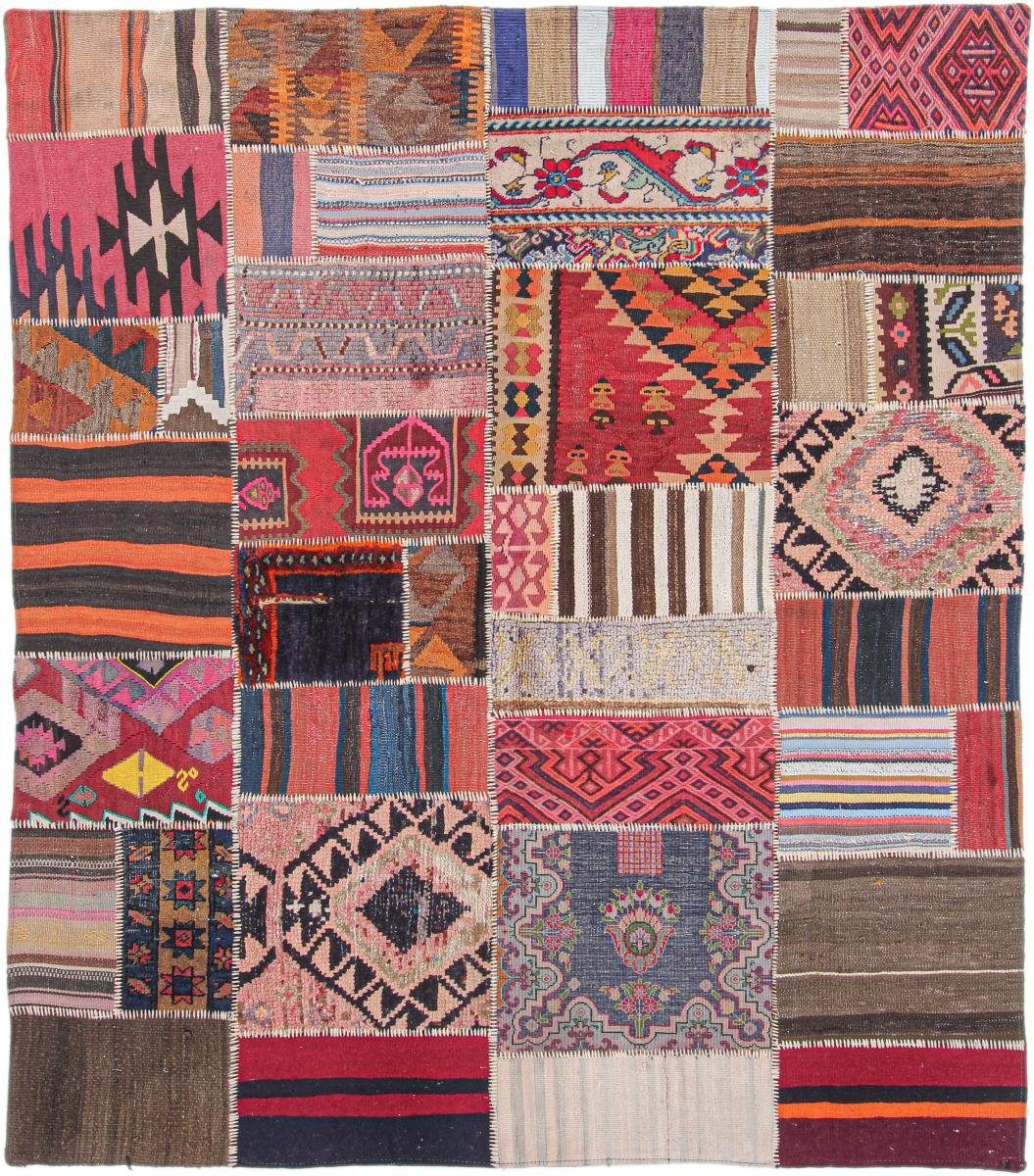 Orientteppich Kelim Patchwork 178x206 Handgewebter Orientteppich / Perserteppich, Nain Trading, rechteckig, Höhe: 4 mm