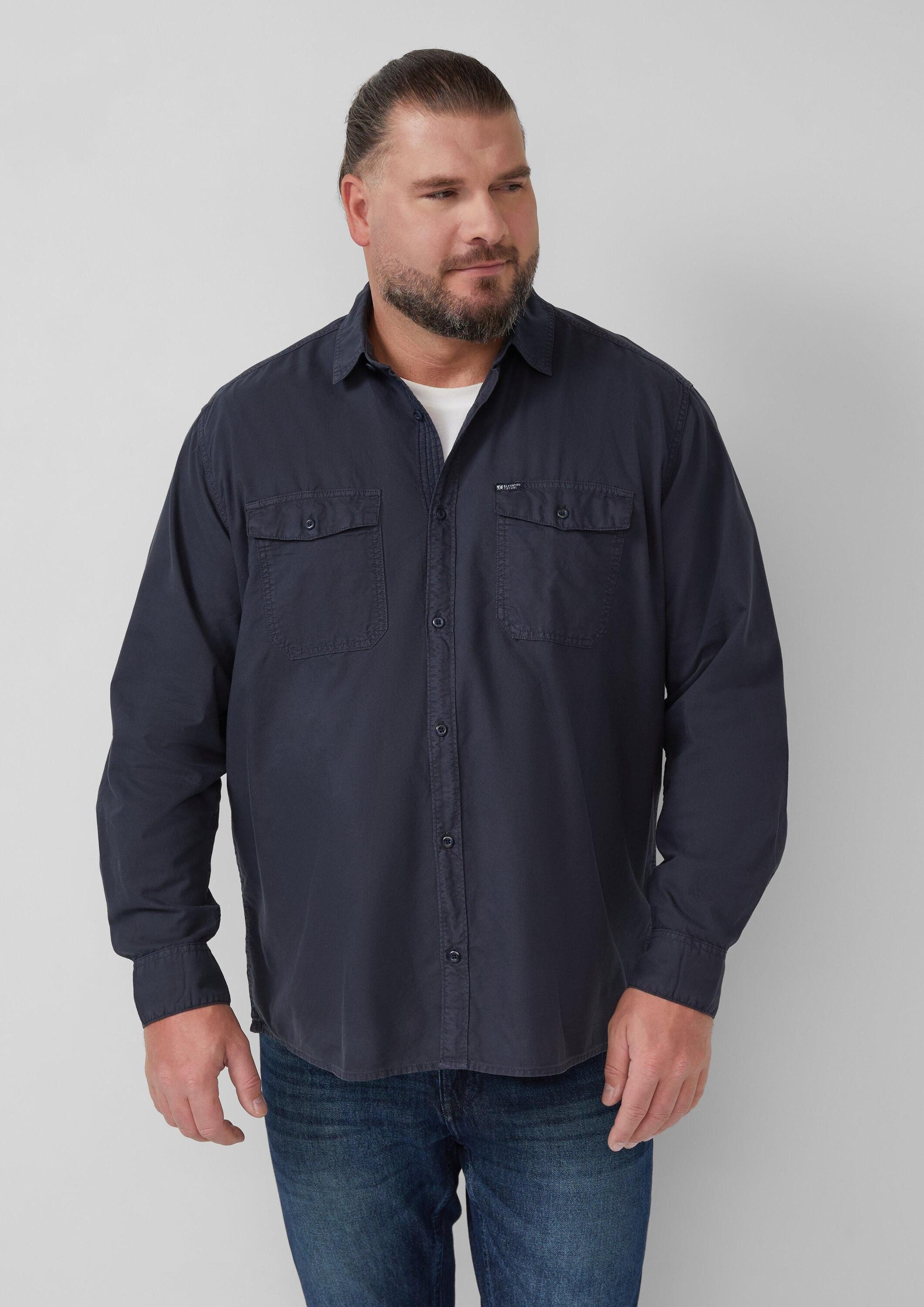 s.Oliver Langarmhemd Hemd Regular Fit: Gewaschenes Hemd mit Ziernähten