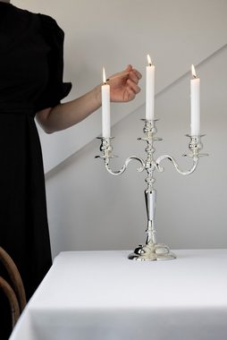 EDZARD Kerzenleuchter Regina, Kerzenständer für Stabkerzen, versilbert und anlaufgeschützt, H 37 cm