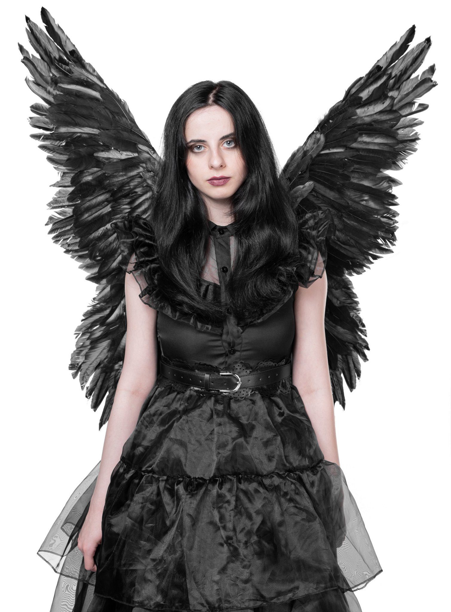 Hasbro Kostüm-Flügel Große Engels Flügel schwarz für Karneval Halloween,  Imposante Federflügel für Elfen und Engel Kostüme
