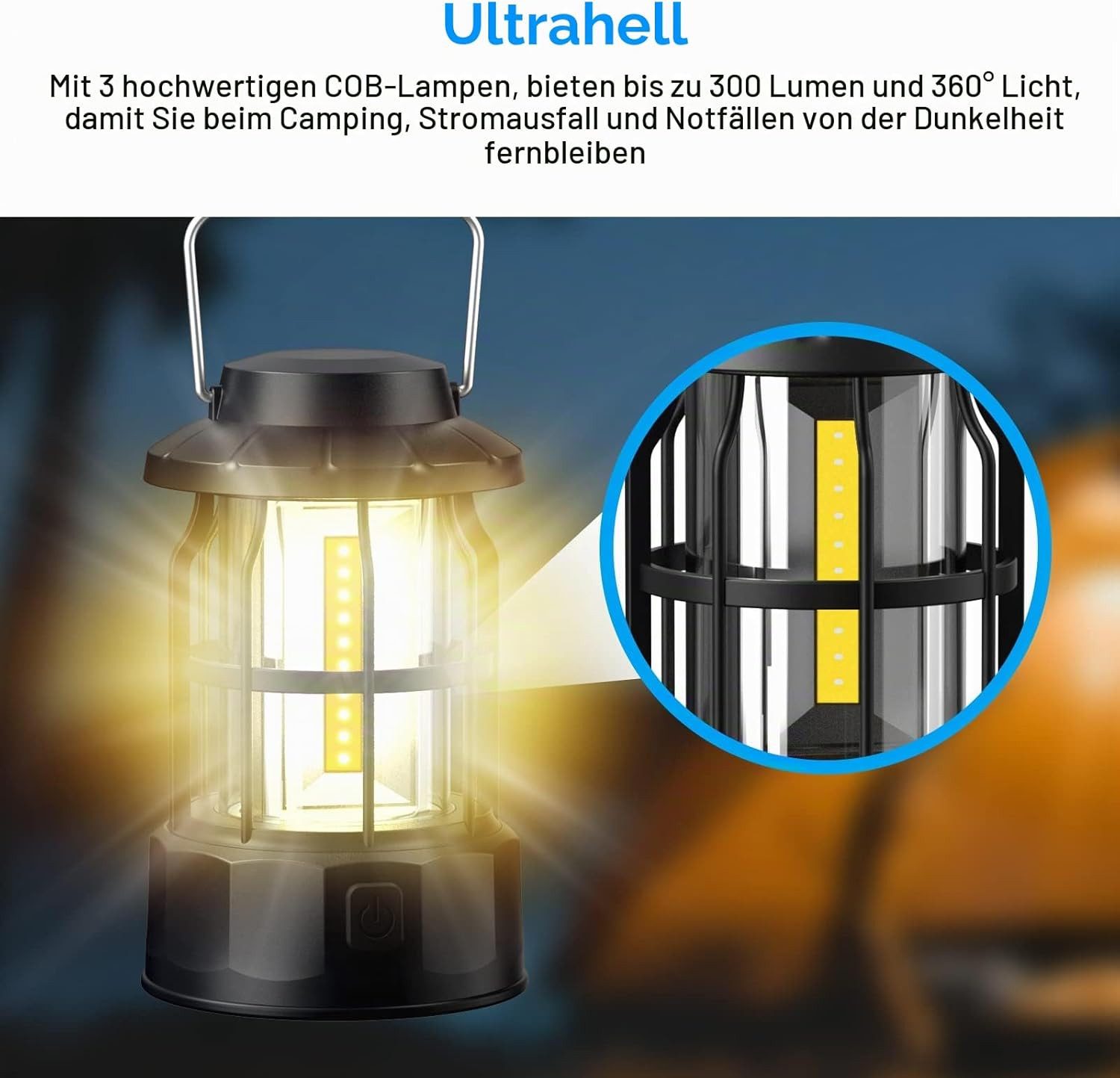 FELIXLEO Tischleuchte 2 Stück LED Campinglampe tragbar IPX4 dimmbar batteriebetrieben