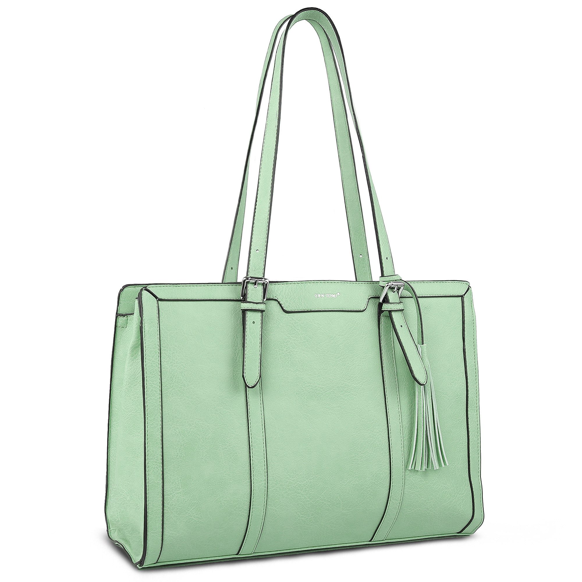 TAN.TOMI Handtasche Große Business Handtasche Damen Leder Schultertasche Arbeit Schule, Bürotasche Damen 15.6 Zoll Notebookt mit 3 Fächern für Büro Schule