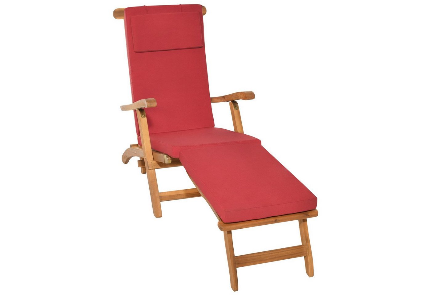 Beautissu Polsterauflage Luxus Deckchair Auflage LoftLux DC, 175x45x5cm, Rot, Polsterauflage für Liegestuhl Gartenliege Polster Bezug Abnehmbar