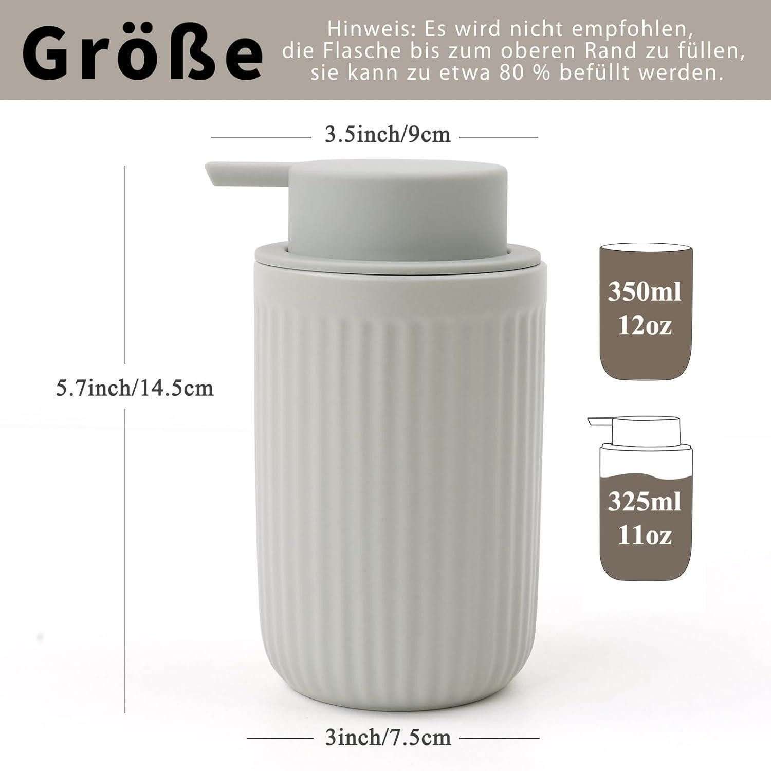 LuxusKollektion Seifenspender Keramik Seifenspender Streifen Grau 350ml