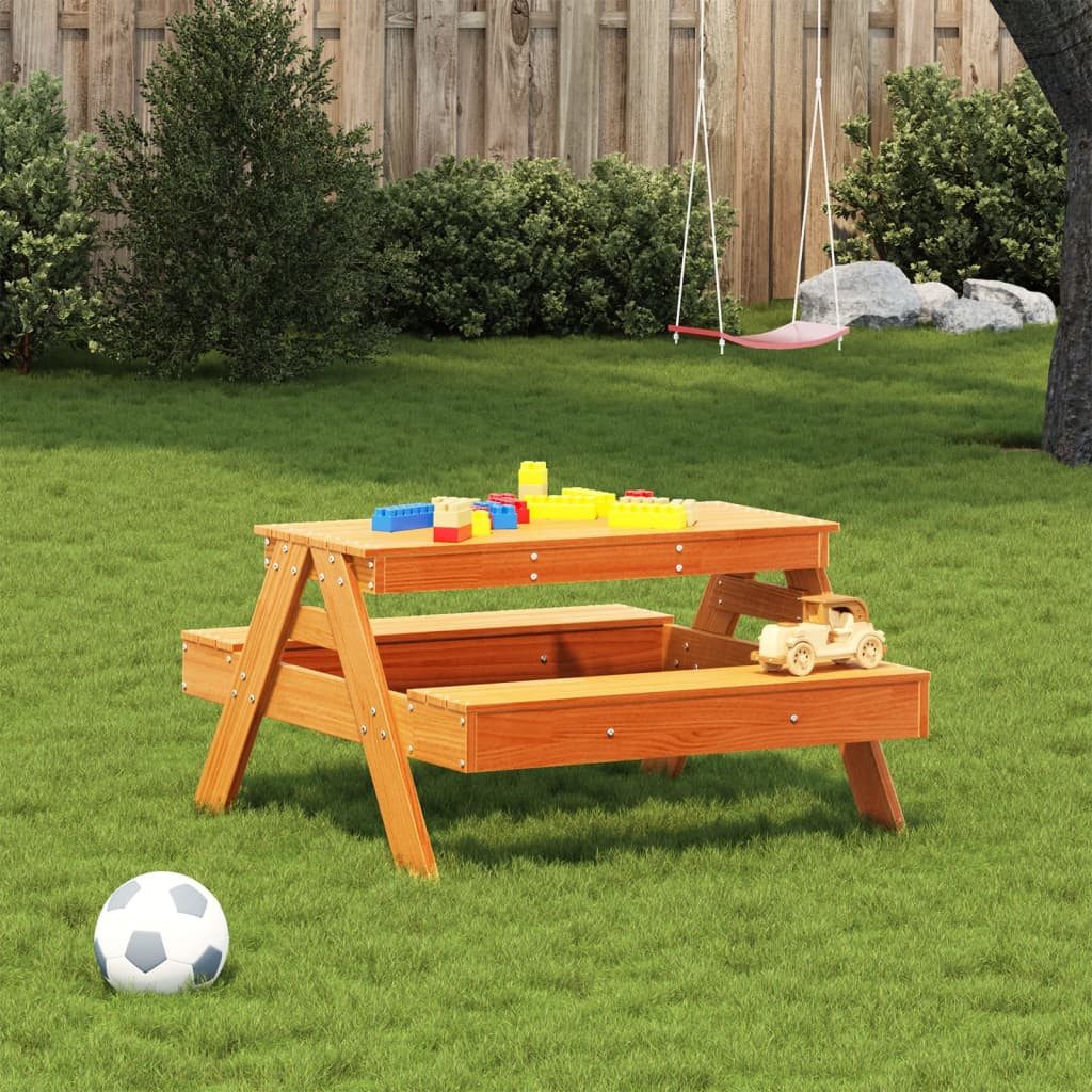 vidaXL Gartentisch Picknicktisch für Kinder Wachsbraun günstig online kaufen