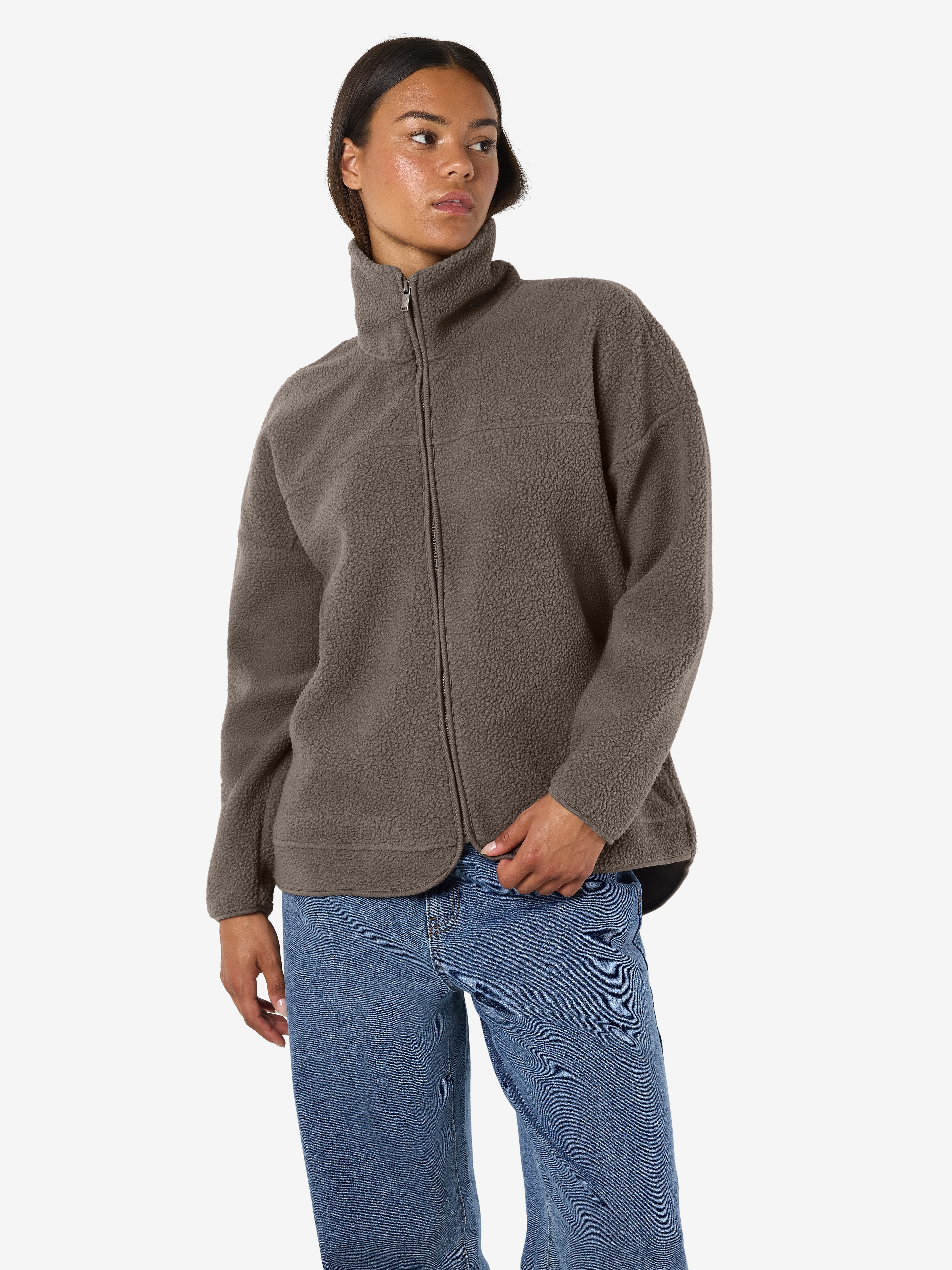 Noisy may Fleecejacke NMCOZY L/S ZIP SWEATER JRS NOOS Polyester, relaxed fi günstig online kaufen