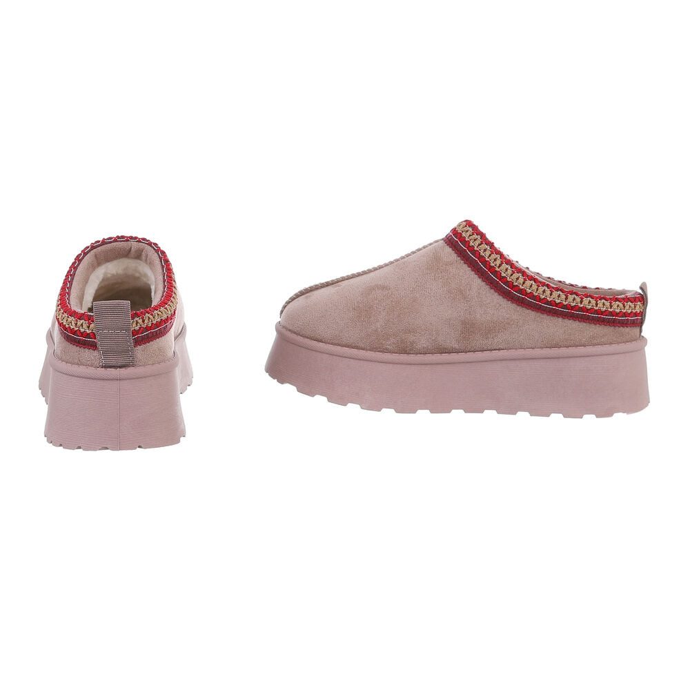 Ital-Design Die bequemen Plateau-Slipper Hausschuh (87475101) Flach Stiefeletten in Hellbraun