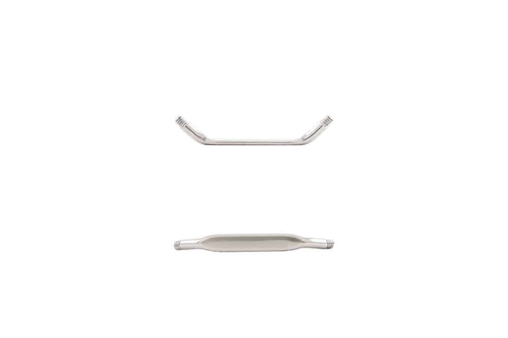 Brustwarzenpiercing Titan Surface Barbell FLACH (45 Grad) 1,2 x 2,5 mm ohne Kugeln