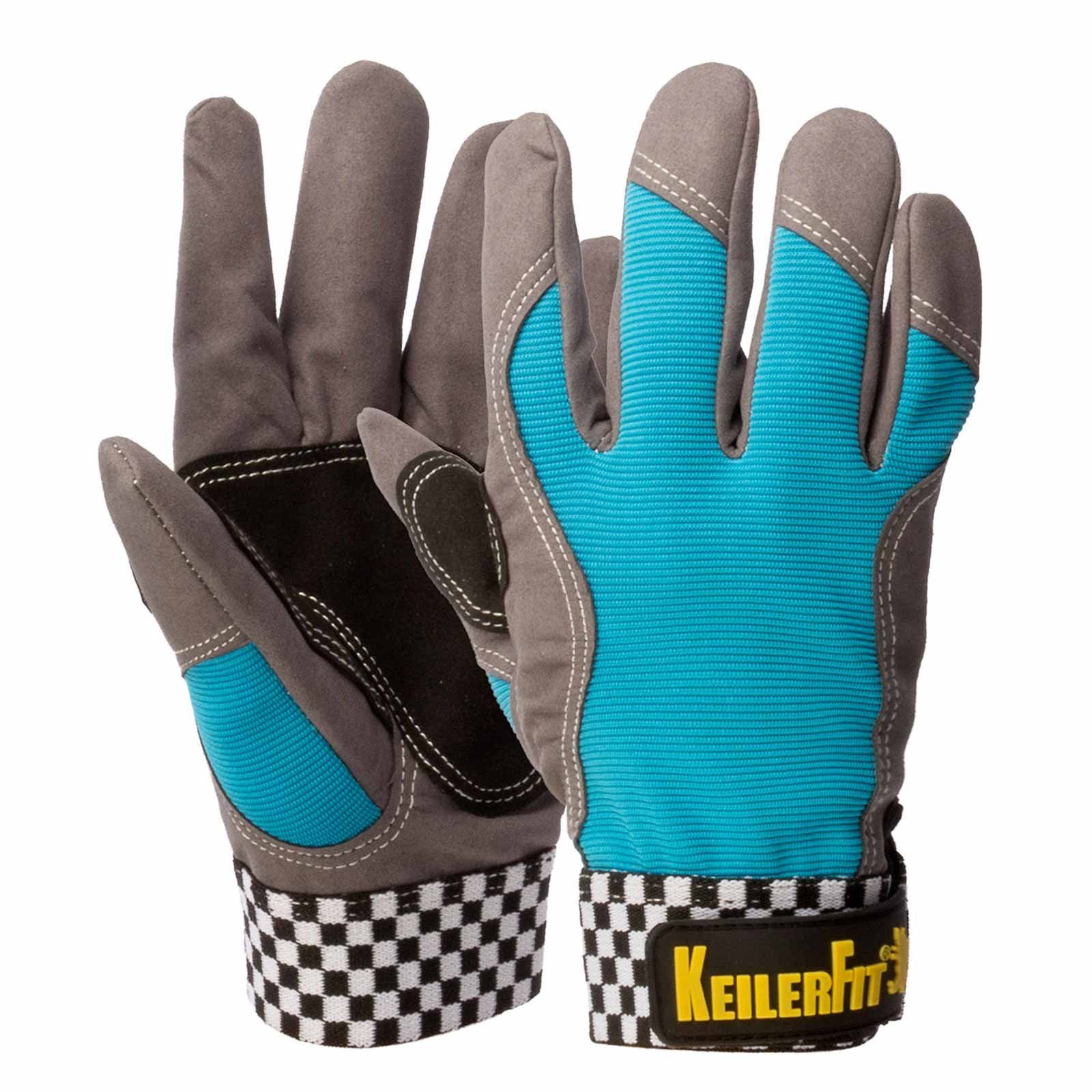 Keiler Forst Mechaniker-Handschuhe Schutzhandschuhe Keiler Fit blue, Gartenhandschuh, Handschuh lederfrei (Spar-Set) | Handschuhe