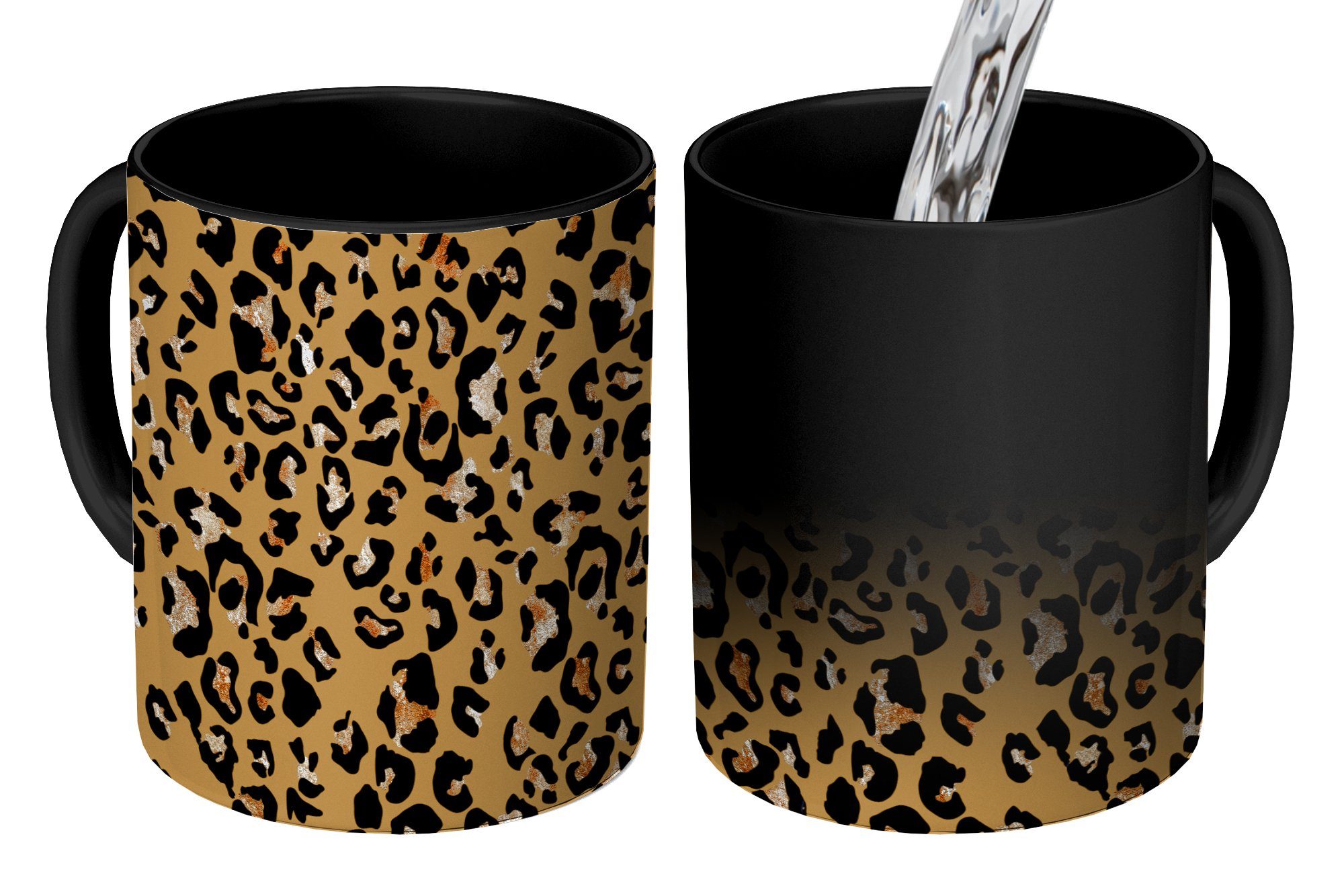 Farbwechsel, MuchoWow Keramik, Geschenk Pantherdruck Tasse - - Kaffeetassen, Teetasse, Luxus Zaubertasse, Muster,