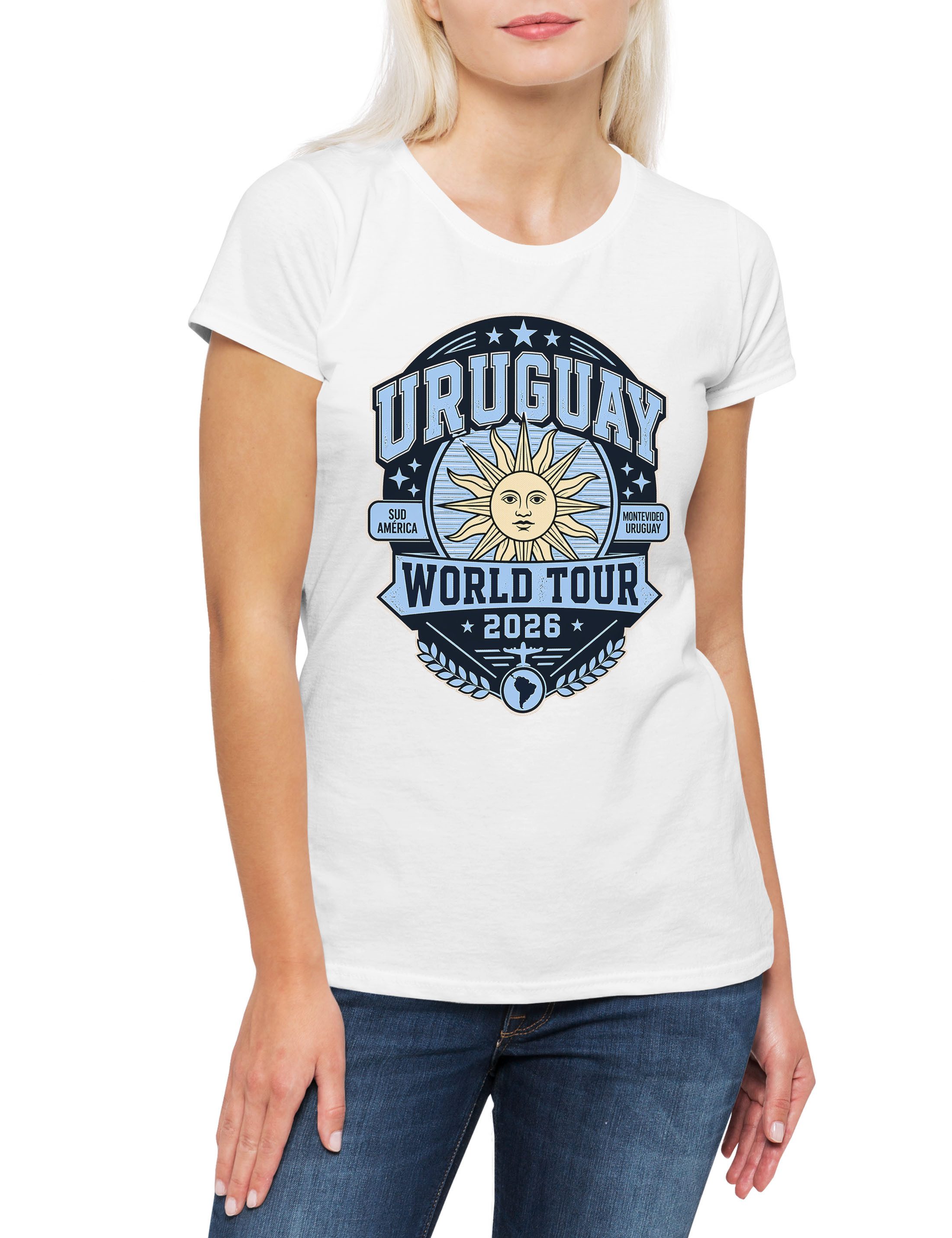 Urban Backwoods Print-Shirt Team Uruguay Damen T-Shirt La Celeste Montevideo Supporter Charrúa (1-tlg) Garra Fußball WM Soccer