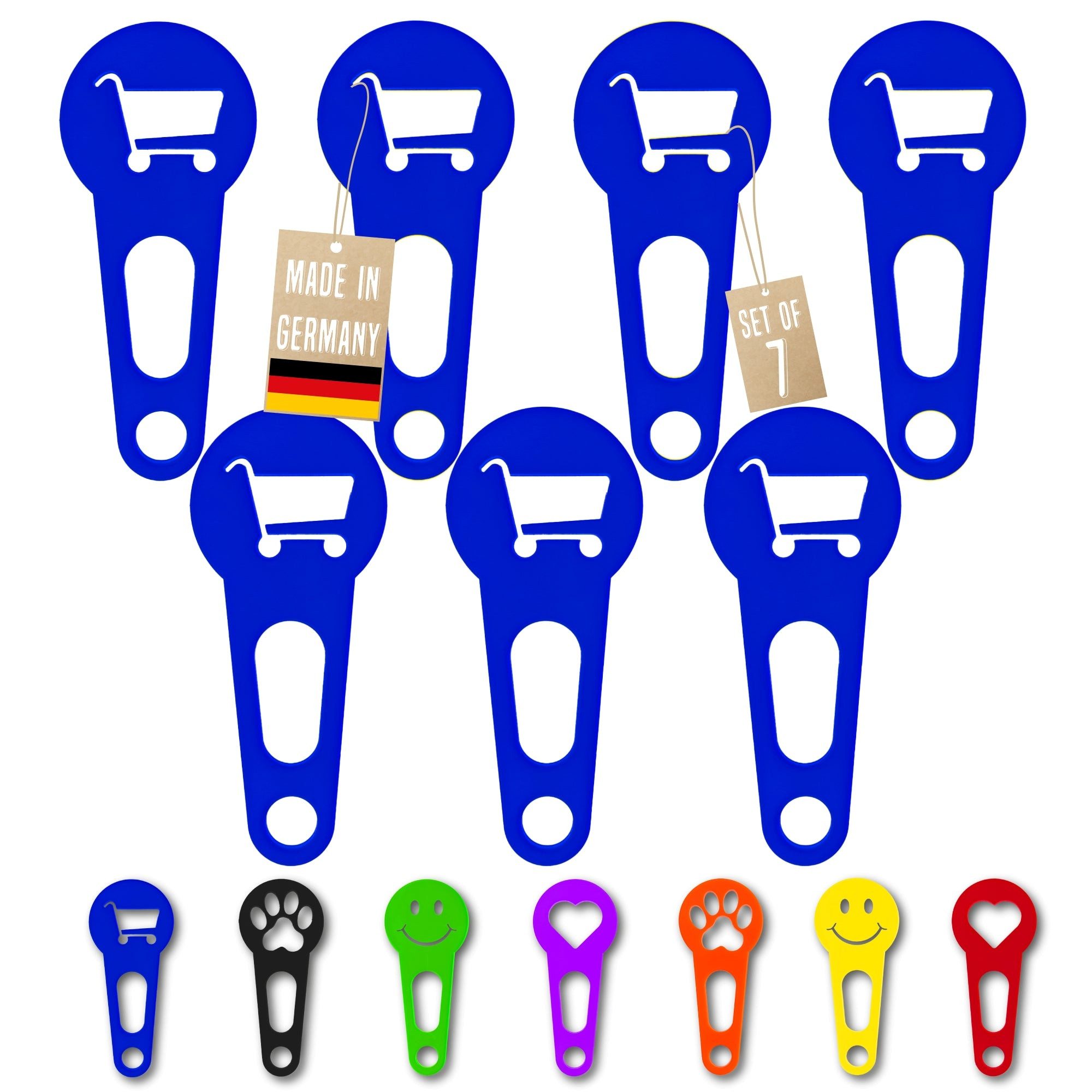 OnAir Schlüsselanhänger Set Einkaufswagenchips zum sofort abziehen (Set, 7-tlg., Einkaufswagenlöser sofort abziehbar), Made in Germany - Original Cart Locker Chips aus Bayern