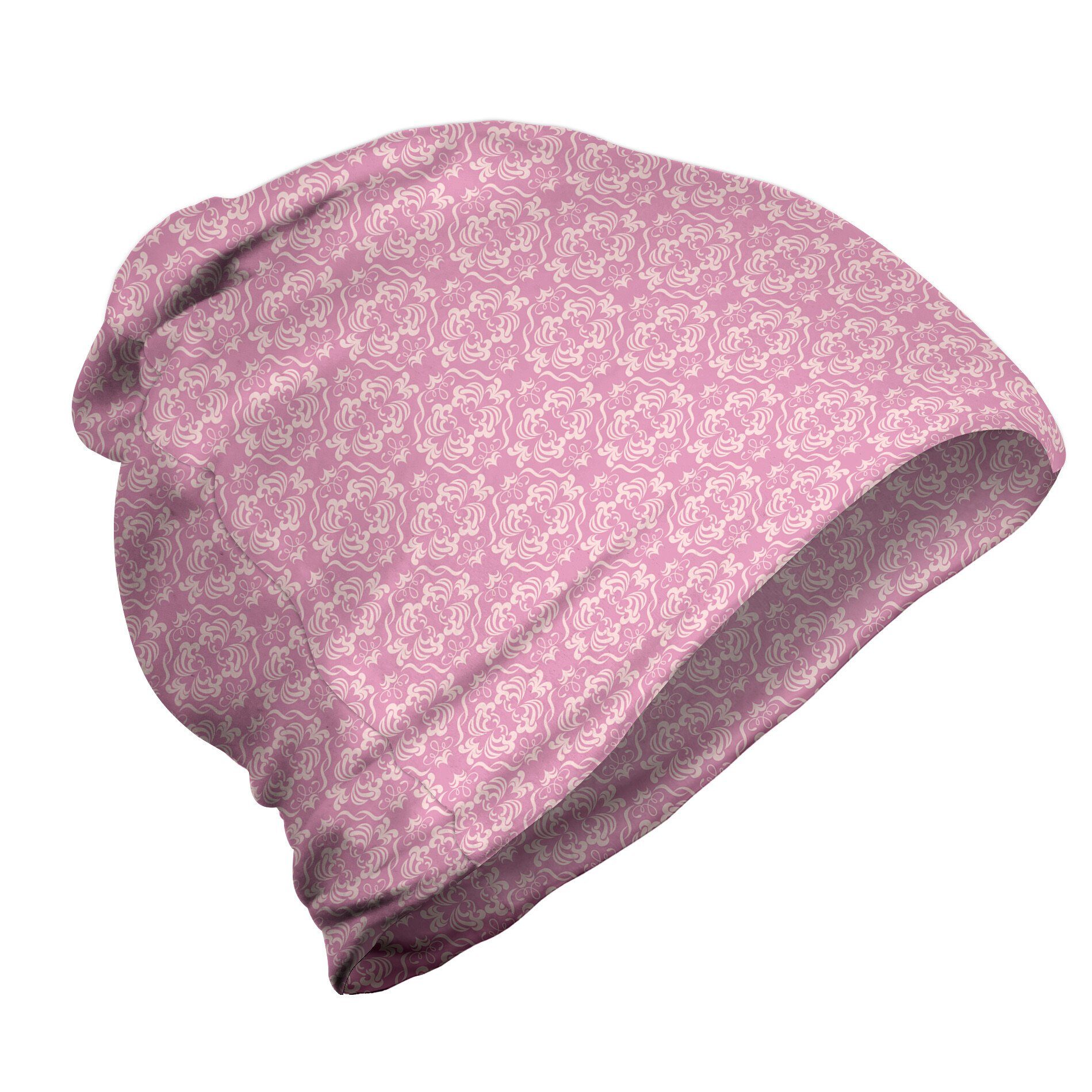 Abakuhaus Beanie Wandern im Freien Rosa Damast Abstrakt Curvy Romantische