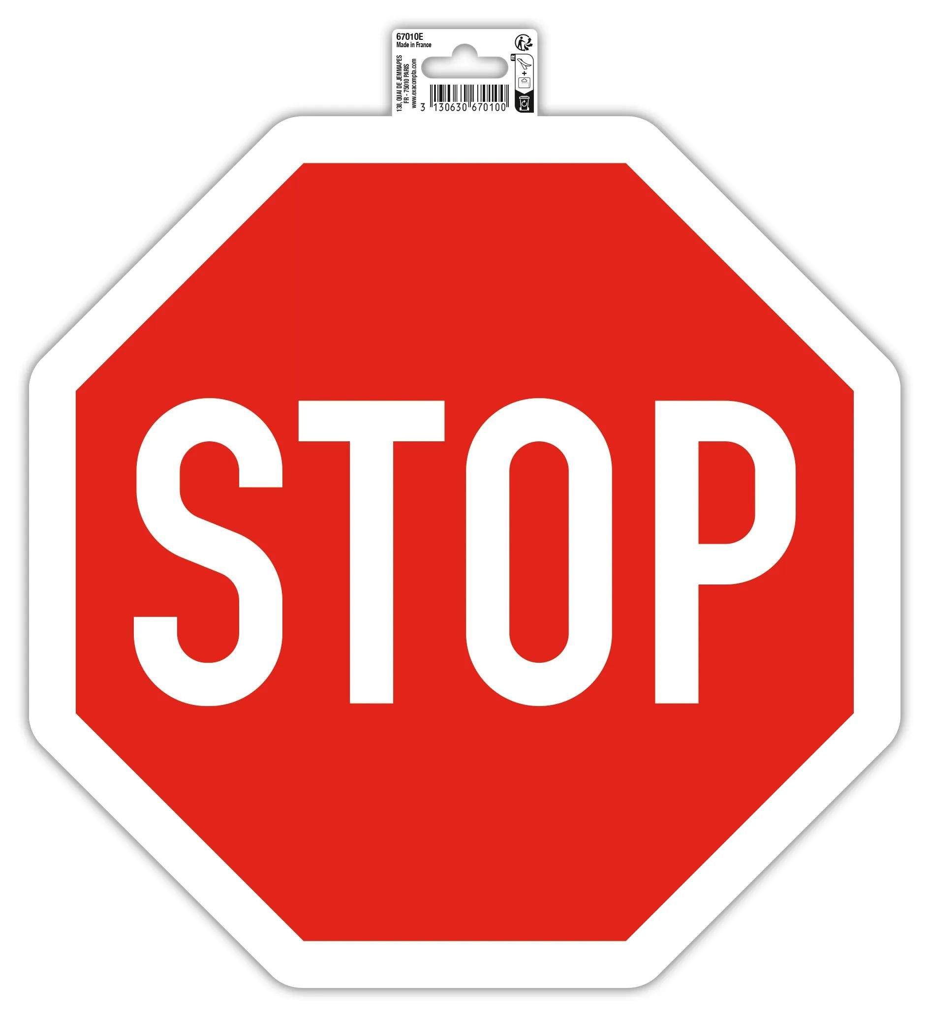 EXACOMPTA Warnschild Hinweisschild Stop PVC selbstklebend rutschfest 30 cm Rot 67010E, Sockel