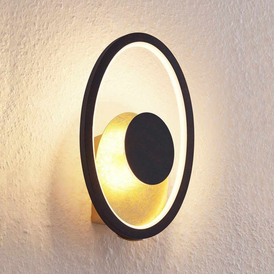 Lindby LED Wandleuchte Feival, LED-Leuchtmittel fest verbaut, warmweiß,  Modern, Metall, rostfarben, gold foliert, 1 flammig,