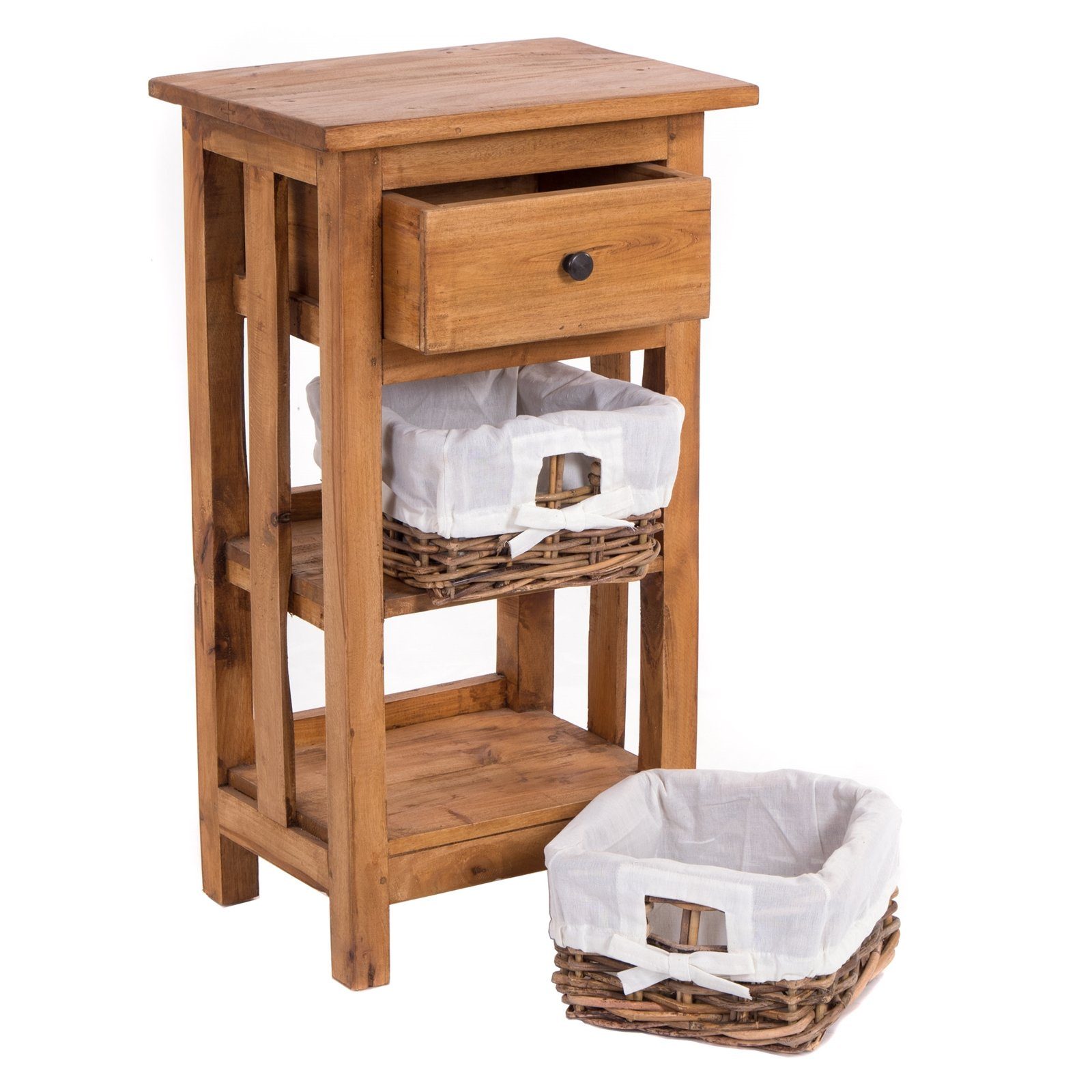 DESIGN DELIGHTS Telefontisch TELEFONTISCH "RATTAN 70", 70x38x28cm (HxBxT), Altholz massiv Beistell – Bild 3 von 5