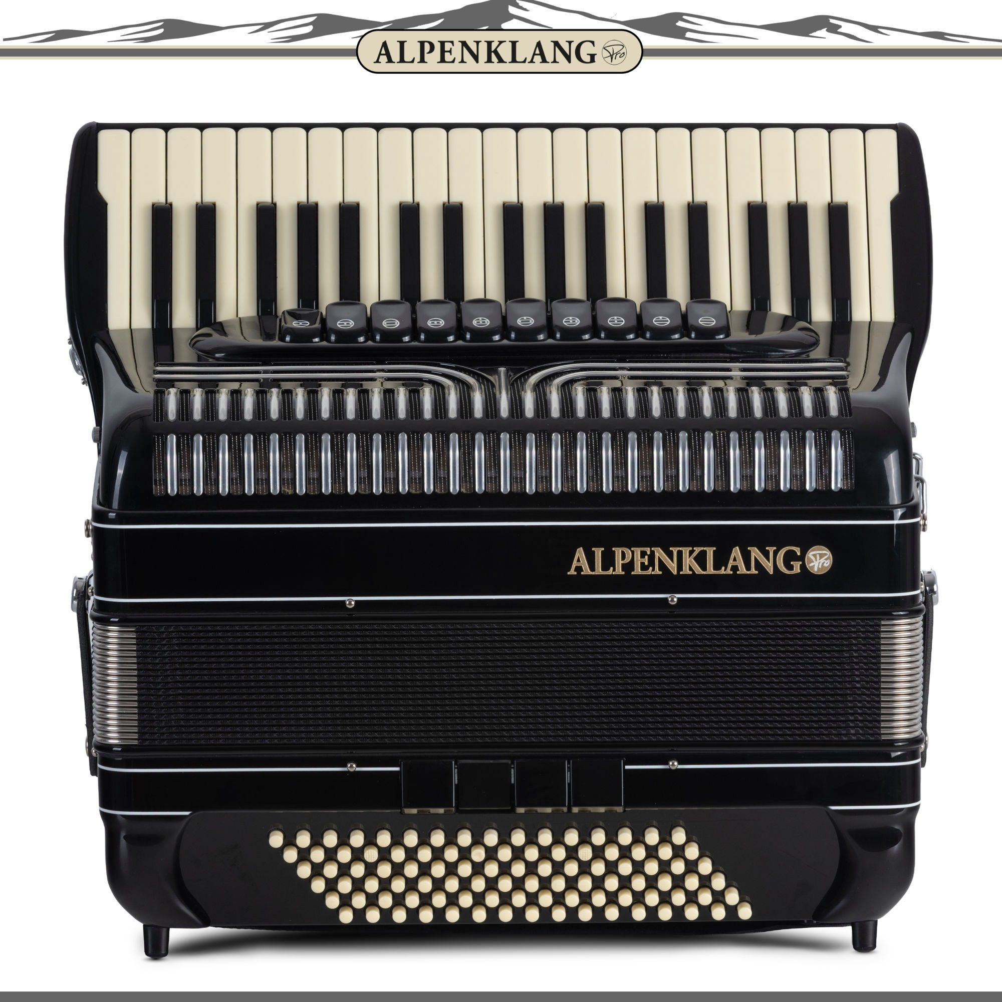 Alpenklang Knopf-Akkordeon Alpenklang Pro Akkordeon IV 96 CM Elite Schwarz