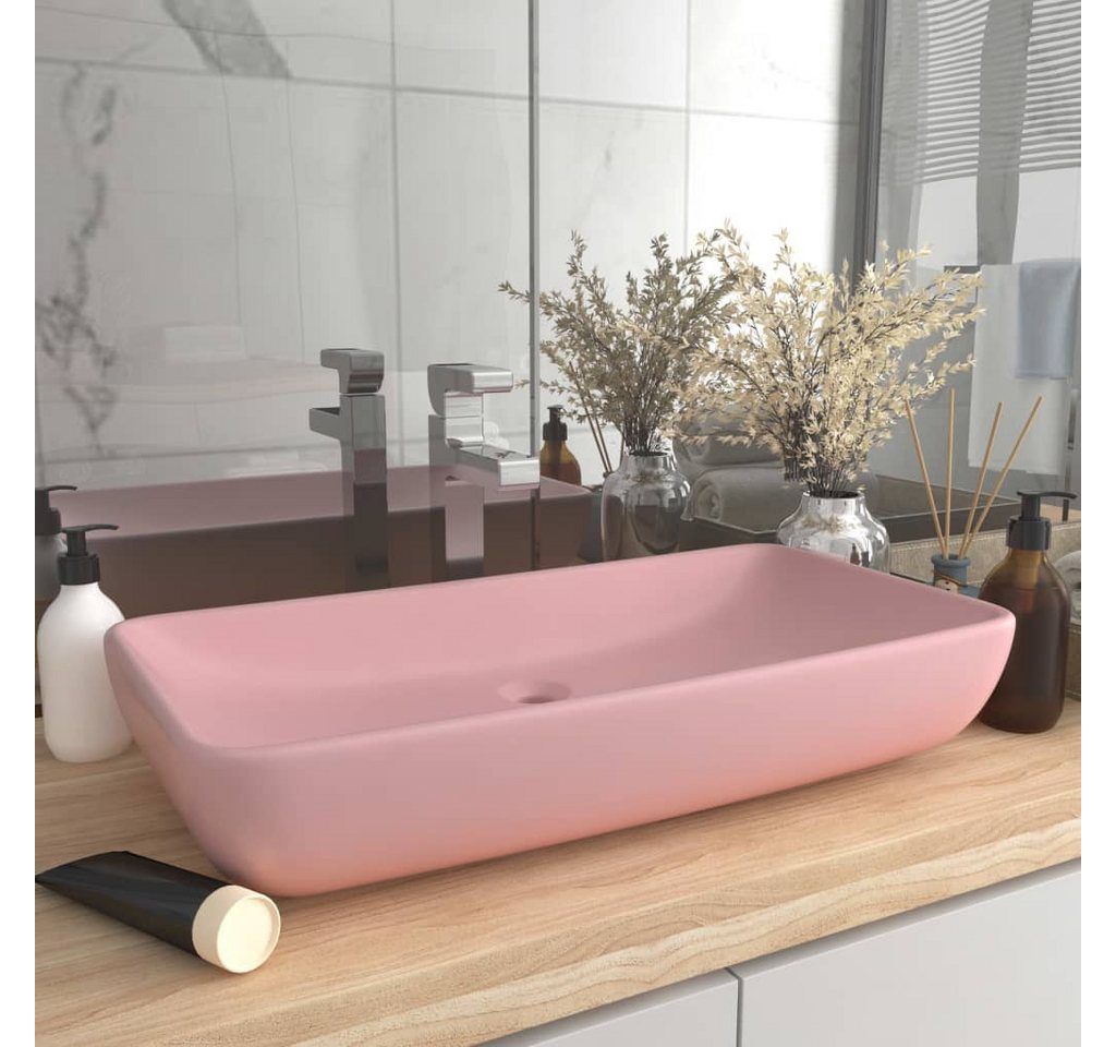 Thumbnail - vidaXL Waschbecken, Luxus-Waschbecken Rechteckig Matt Rosa 71x38 cm Keramik