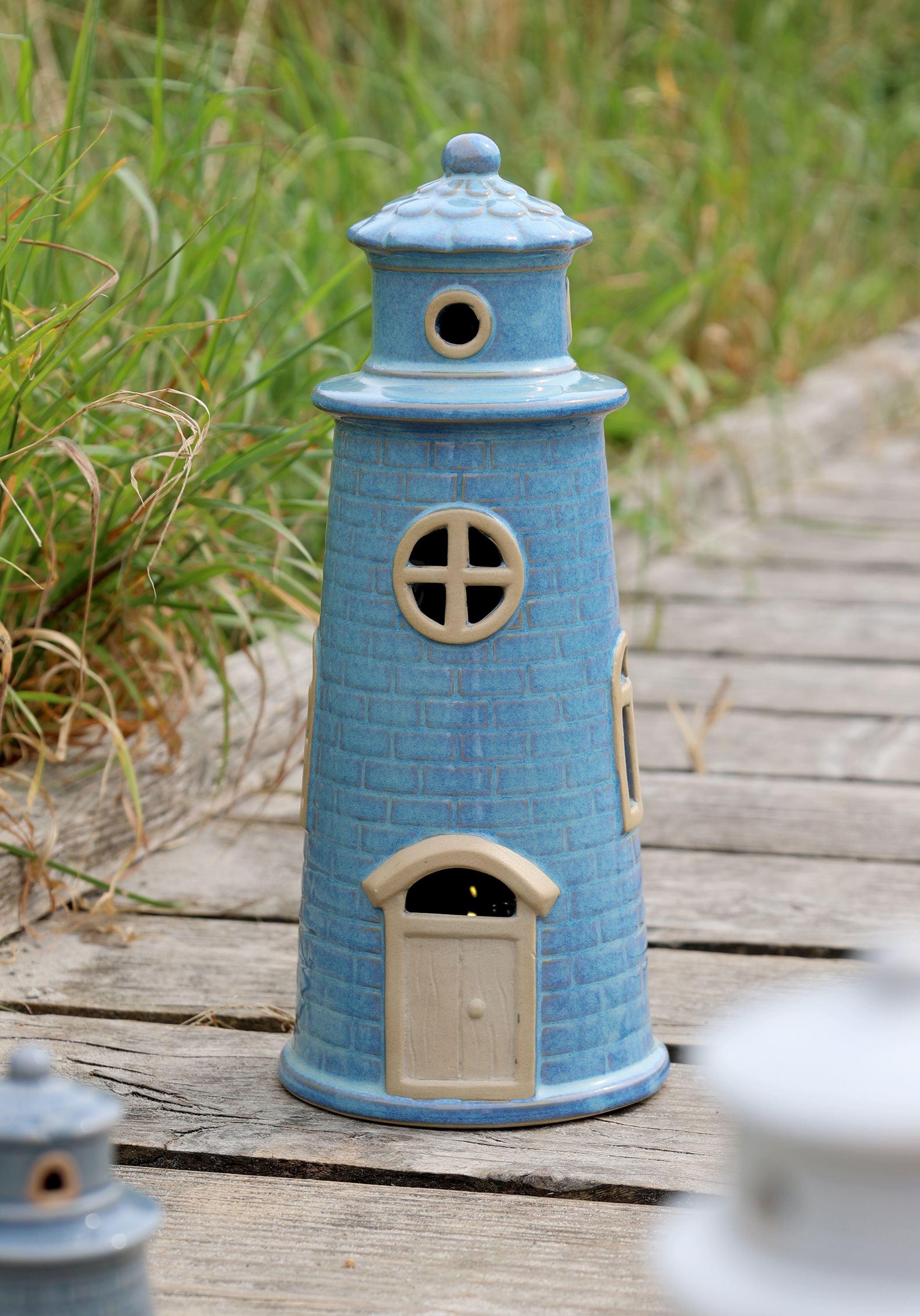 Chic Antique LED Dekoobjekt Chic Antique - Windlicht Leuchtturm mit LED Licht Laterne Keramik, LED fest integriert