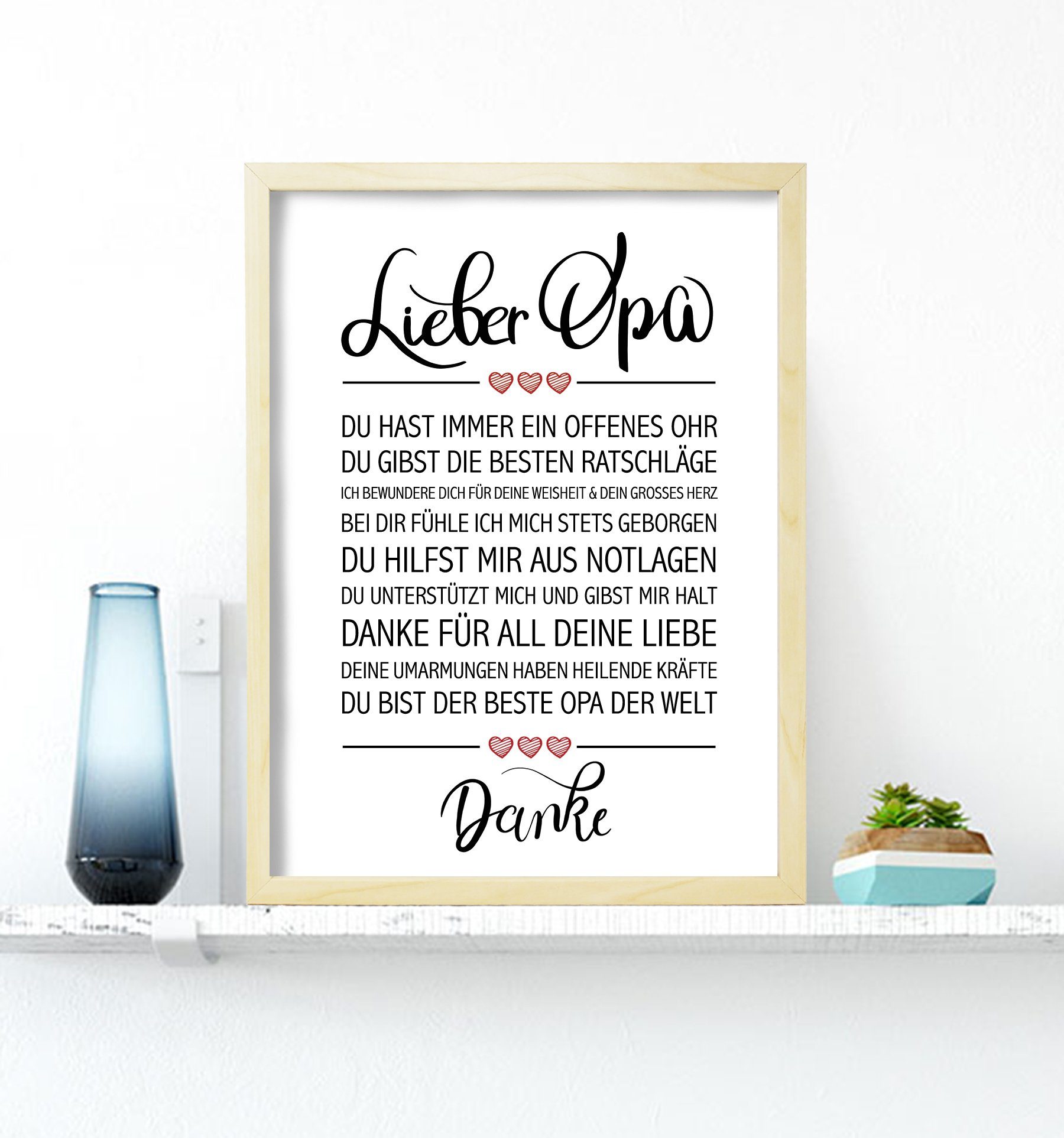 Poster Lieber Opa gerahmter Kunstdruck kieferfarben