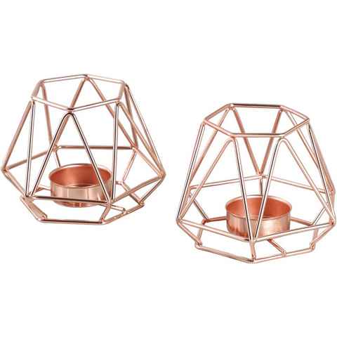 ECHTWERK Teelichthalter Vintage Small, Weihnachtsdeko (Set, 2 St), moderner Kerzenhalter aus Eisen, geometrisches Design, Höhe ca. 8,3 cm