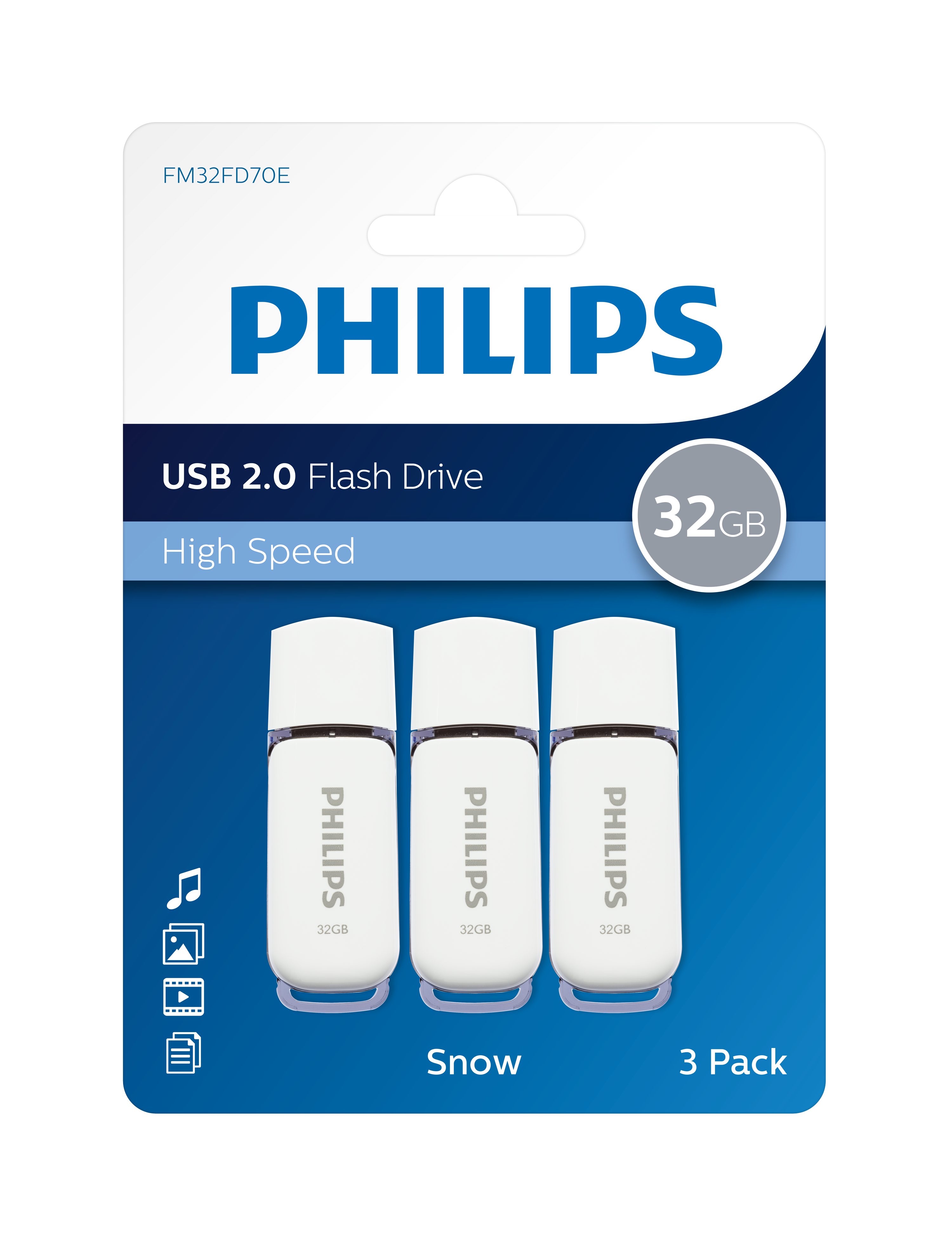 Philips FM32FD70E/00 USB-Stick (USB 2.0, Lesegeschwindigkeit 23,00 MB/s, Shadow Grey®, 32GB, USB2.0, 3er Pack)