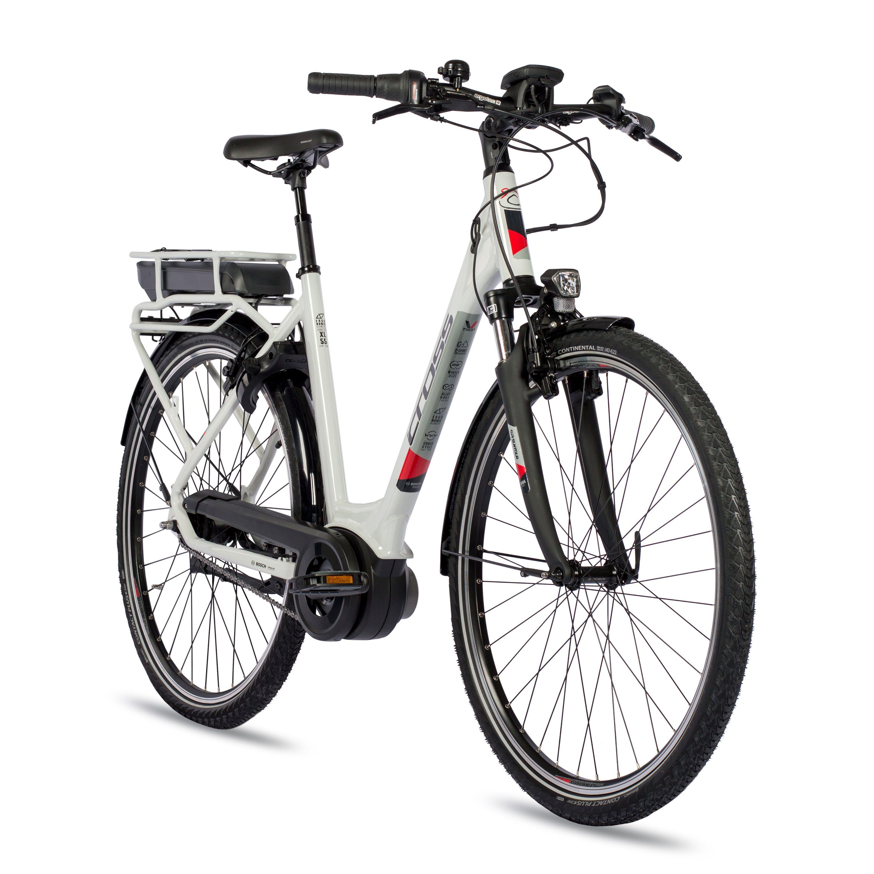 Airtracks E-Bike Cityrad 28 Zoll Trekking Fahrrad E-Bike V-Tron LS Rack BOSCH ACTIVE LINE, 7 Gang, Nabenschaltung, Mittelmotor, 400 Wh, 7 Gang SHIMANO NEXUS 45cm 50cm 55cm