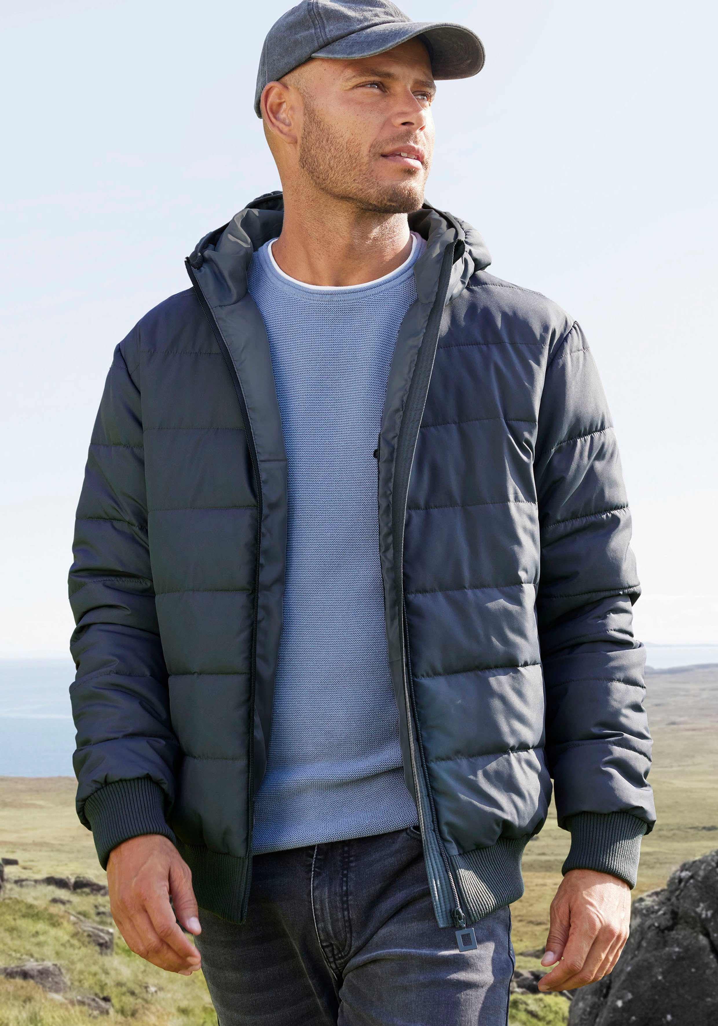 John Devin Steppjacke, mit Kapuze, Outdoorjacke mit Strickbündchen günstig online kaufen