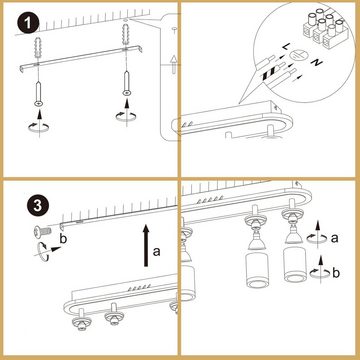 ZMH Deckenstrahler Schwarz/Weiß 3 Flammig Deckenlampe 16W Metall für Schlafzimmer Flur, ohne Leuchtmittel, Schwenkbar 330°, GU10 Fassung, 16W LED-Streifen eingebettet