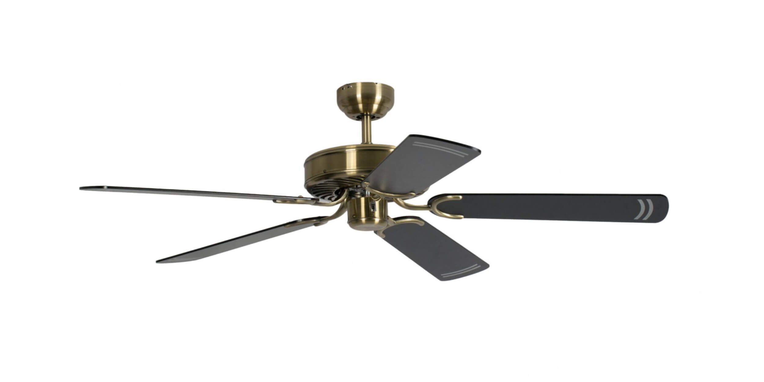 Pepeo Deckenventilator Deckenventilator Potkuri Messing antik / Schwarz, Mit Zugschnur