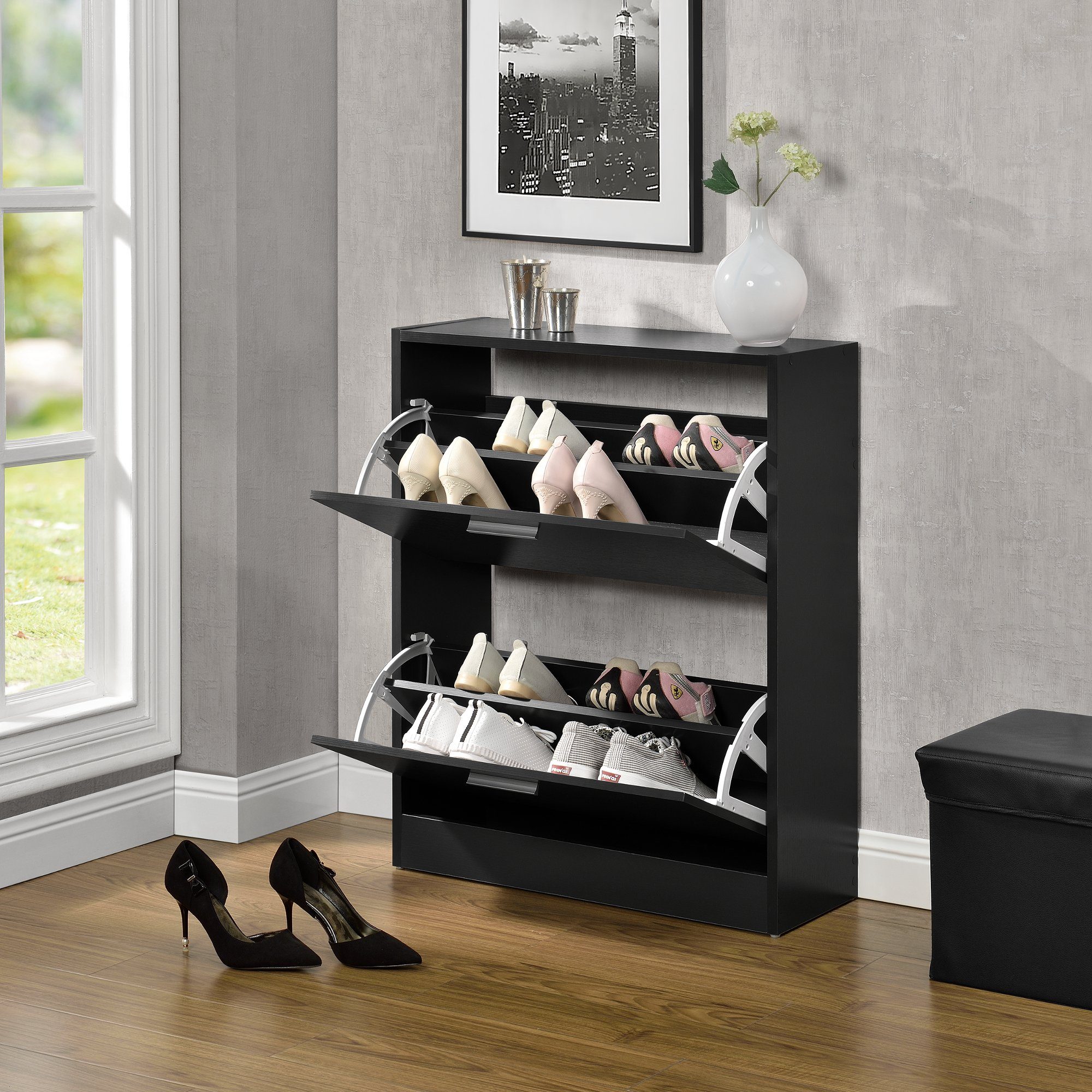 en.casa Schuhschrank »Wavre« Schuhkipper mit 2 günstig online kaufen
