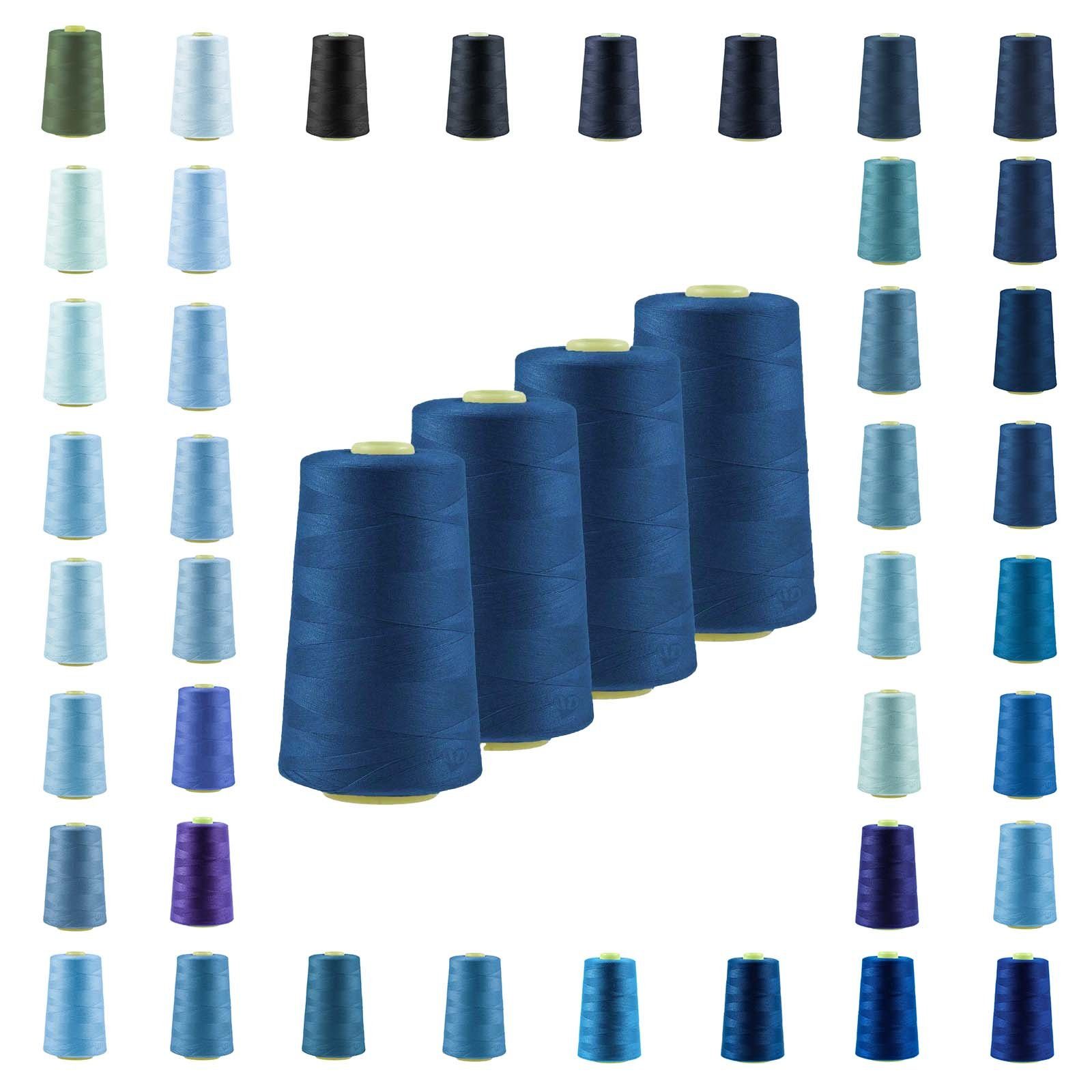 maDDma 4 x 4572m Qualitäts Overlockgarn Nähgarn Polyester Overlockgarn, 4 m, A820 blaugrau