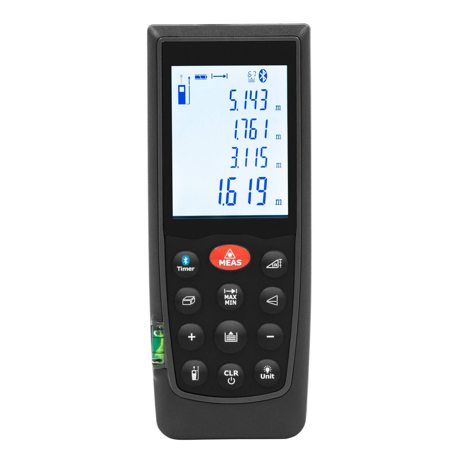 Steinberg Systems Entfernungsmesser 70 m Distanzmesser 1,5 mm genau Laser LCD Bluetooth IP54 Wasserwaage