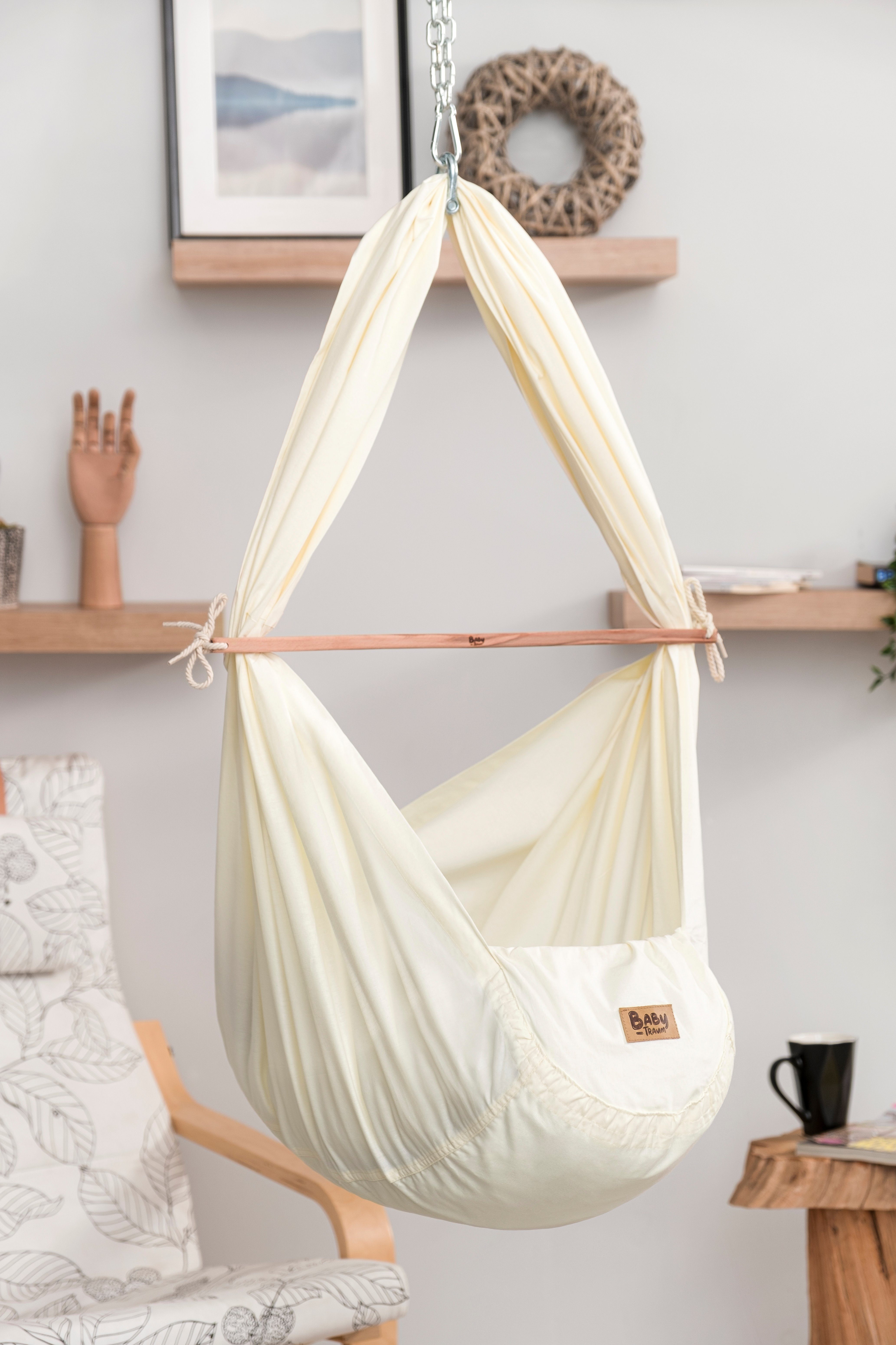 Carpetia Federwippe Baby FEDERWIEGEN für ruhigen & erholsamen Schlaf in beige