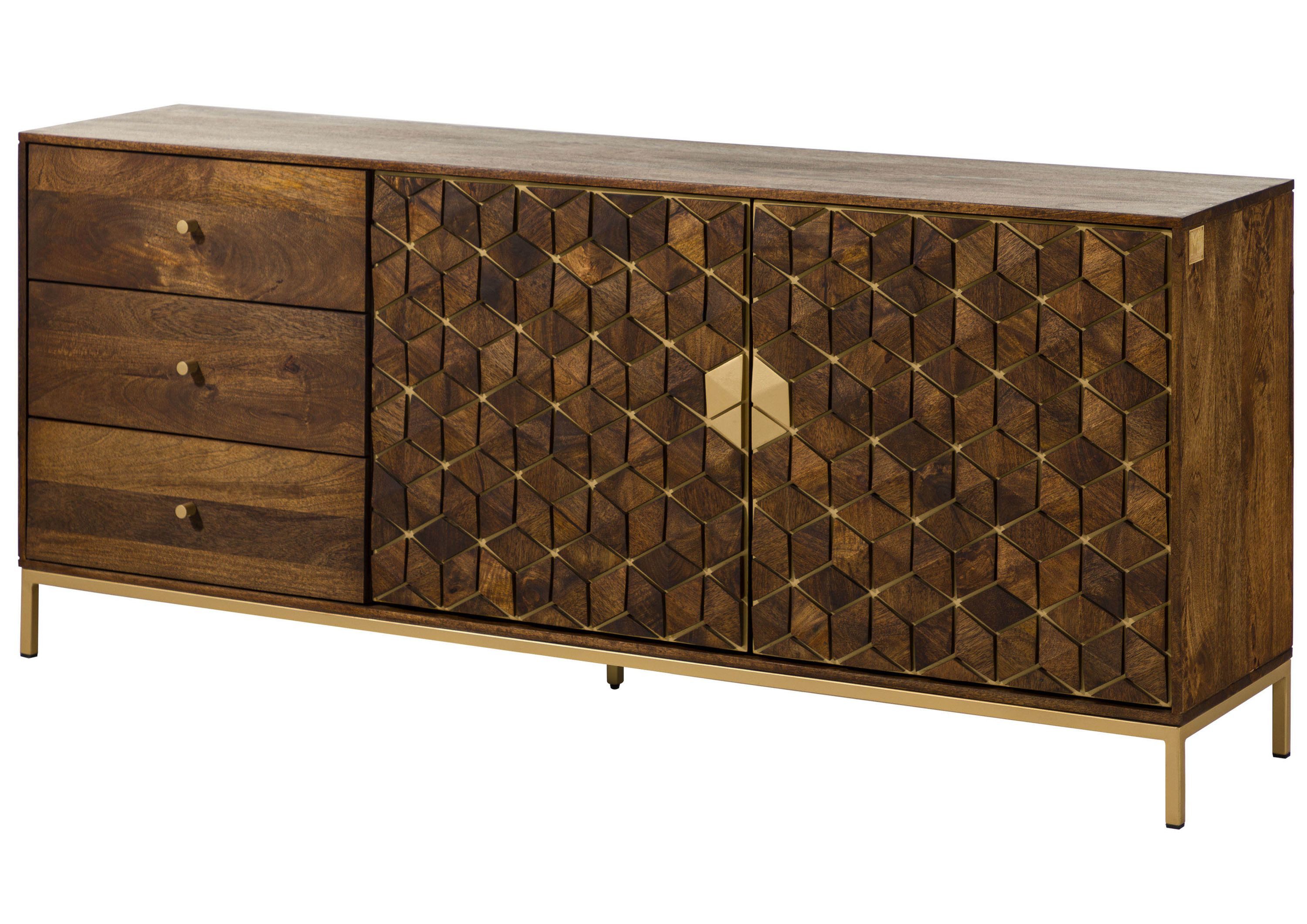 Massivmoebel24 Sideboard (Massivholz), Sideboard Mango 180x40x77 braun geölt DIAMOND #210