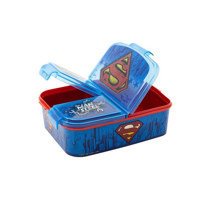 Superman Lunchbox Brotdose MAN OF STEEL Vesperdose mit 3 Fächern BPA-frei
