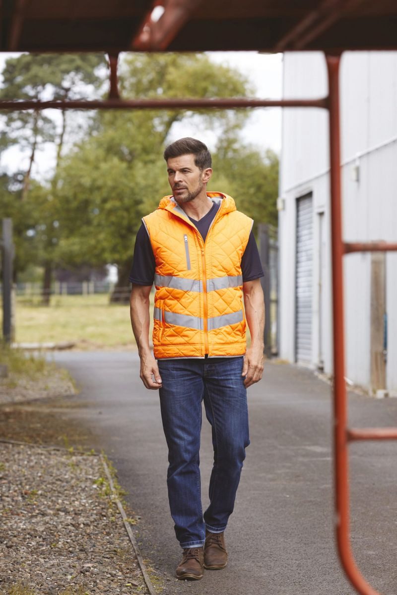 YOKO Warnweste Hi Vis Kensington Hooded Gilet - Arbeitsweste - EN ISO 20471