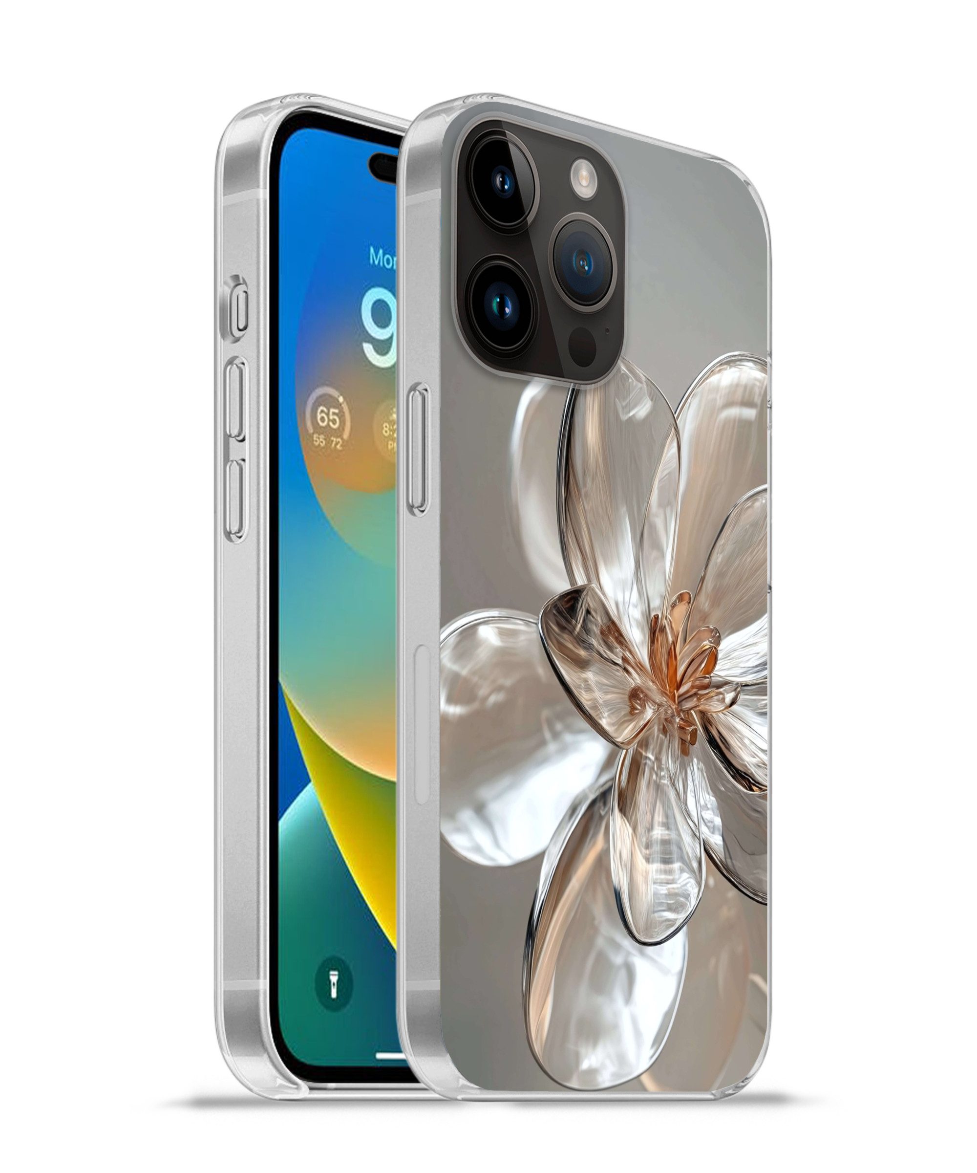 MuchoWow Handyhülle für Apple iPhone 14 Pro Max Blume - Gläser - Transluzent, Smartphone-Bumper, Print, Handy Schutzhülle Dünn